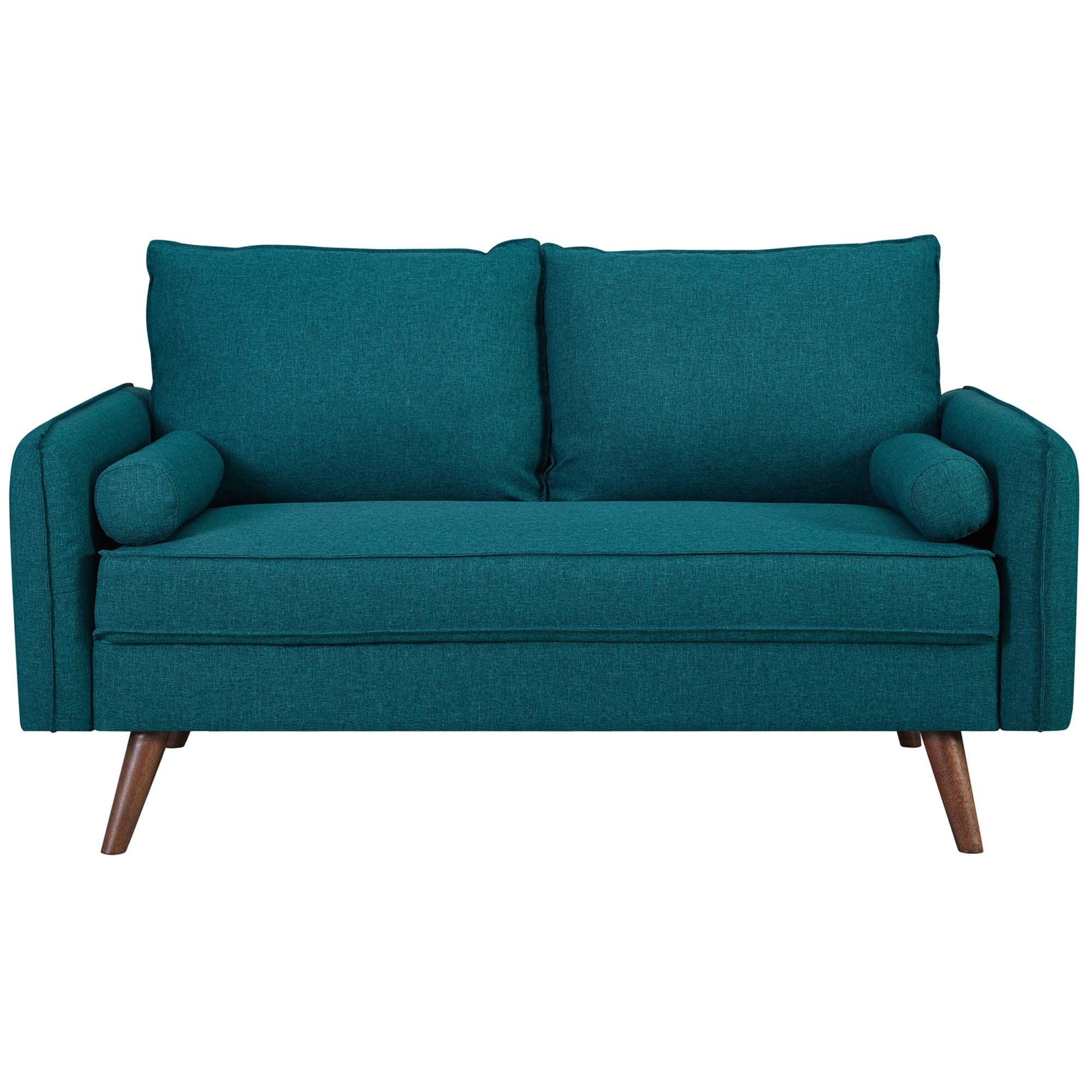 Revive Upholstered Fabric Loveseat, Teal