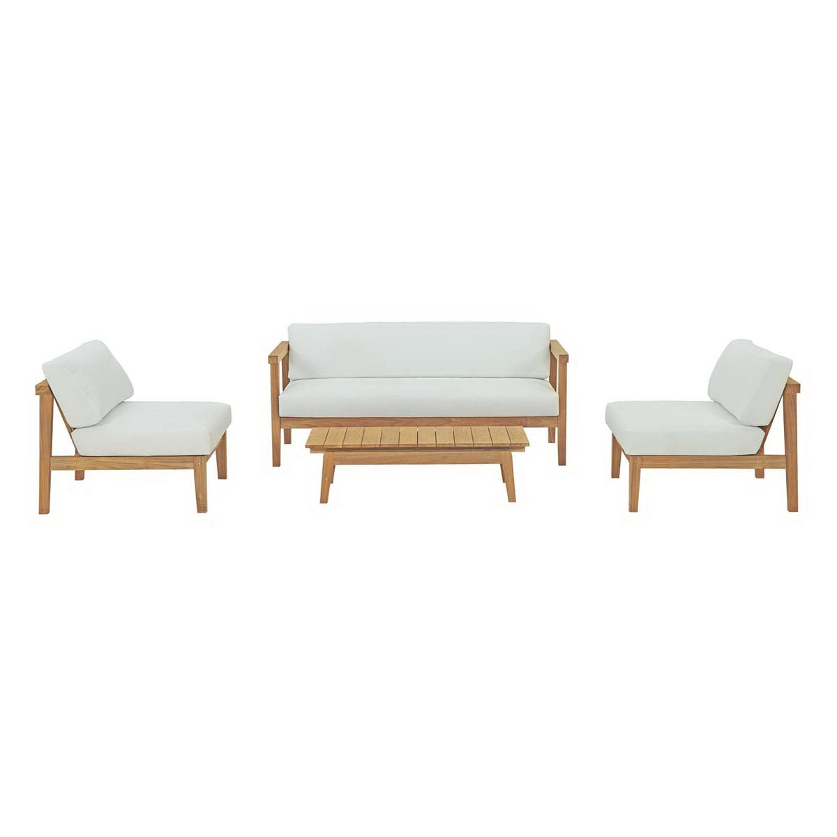 Bayport 4 Piece Outdoor Patio Teak Set, Natural White - Model EEI-3107