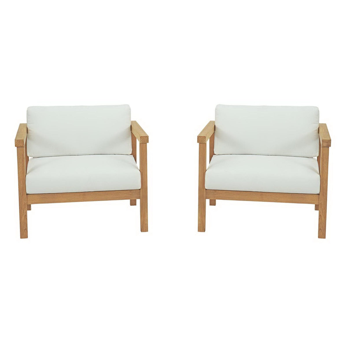 Bayport 2 Piece Outdoor Patio Teak Set, Natural White