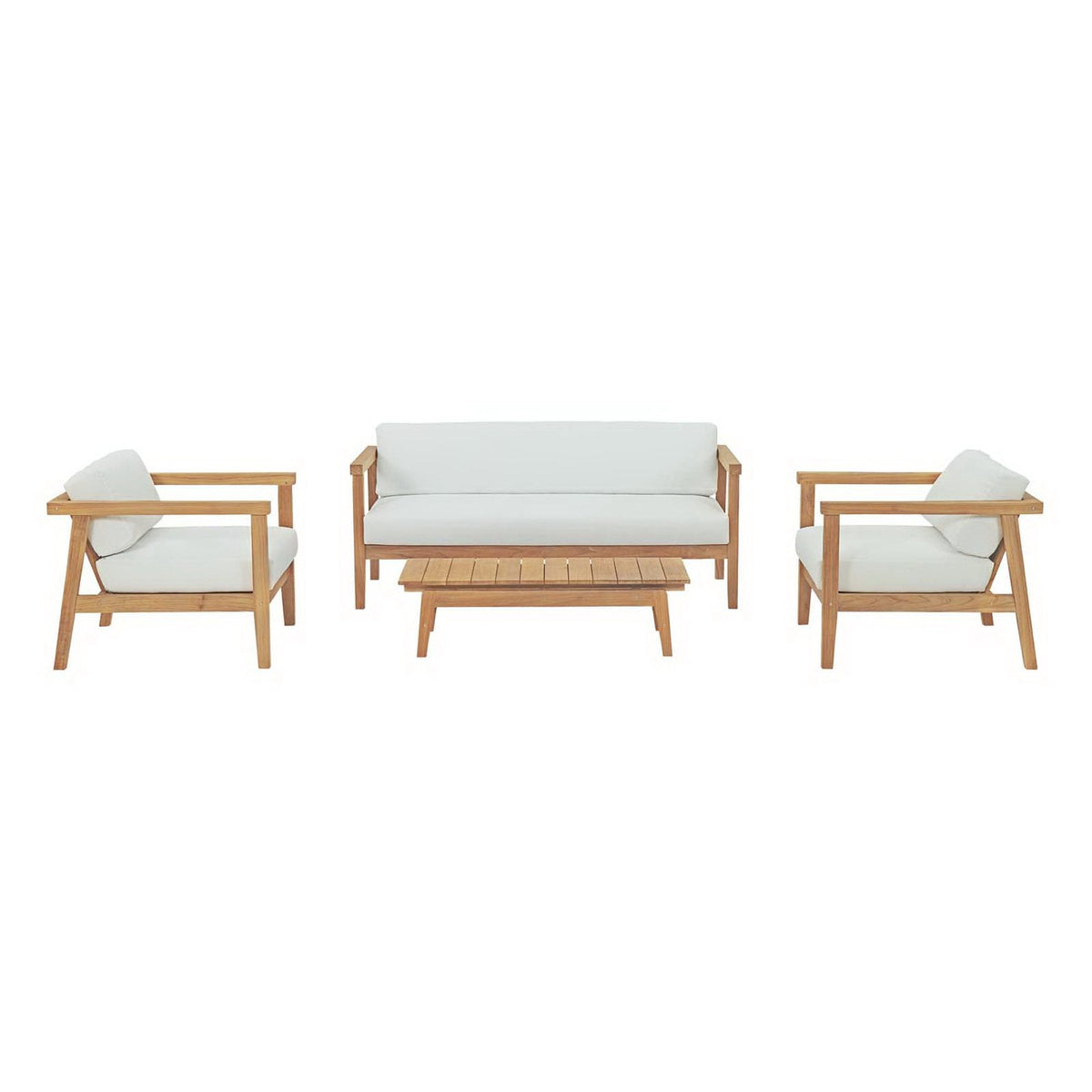 Bayport 4 Piece Outdoor Patio Teak Set, Natural White - Model EEI-3111