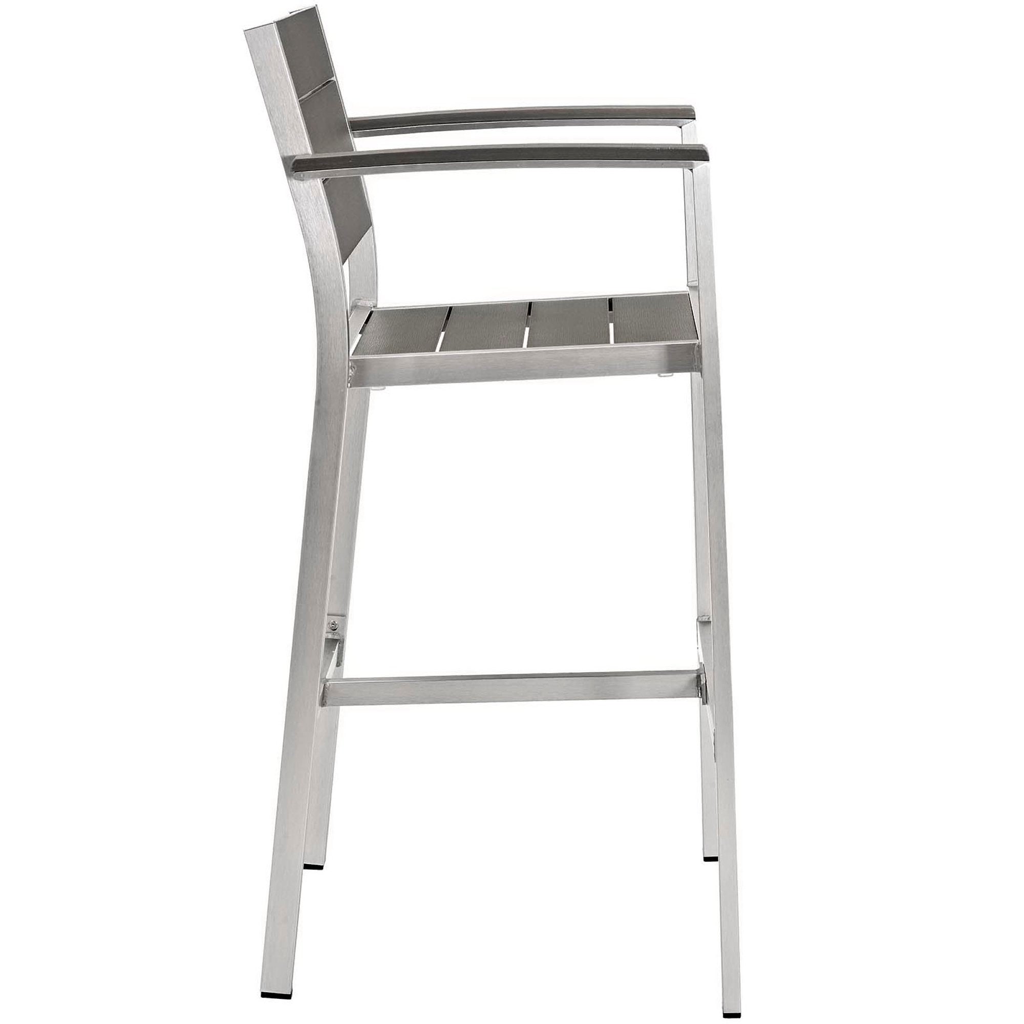 Shore Outdoor Patio Aluminum Bar Stool Set of 2, Silver Gray
