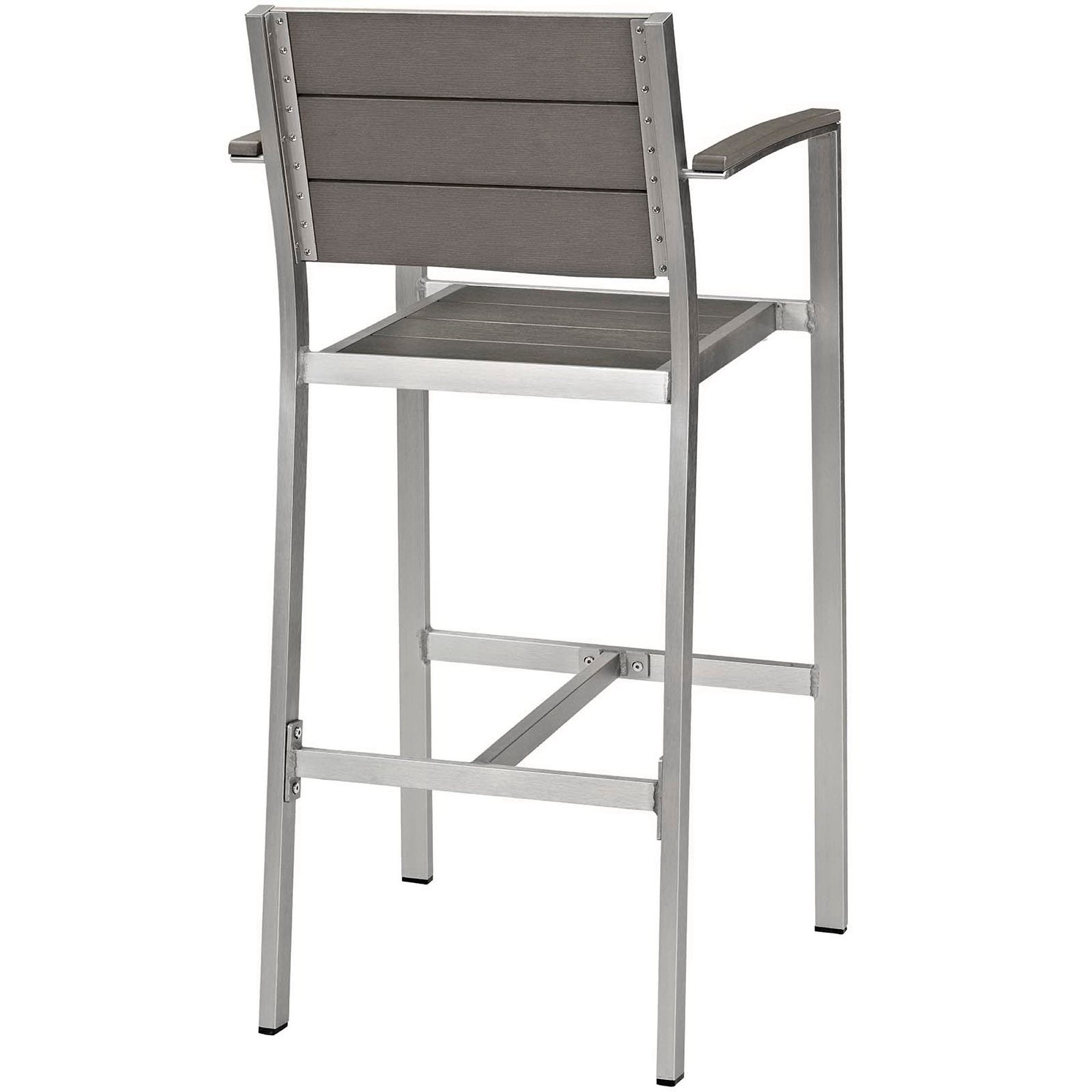 Shore Outdoor Patio Aluminum Bar Stool Set of 2, Silver Gray
