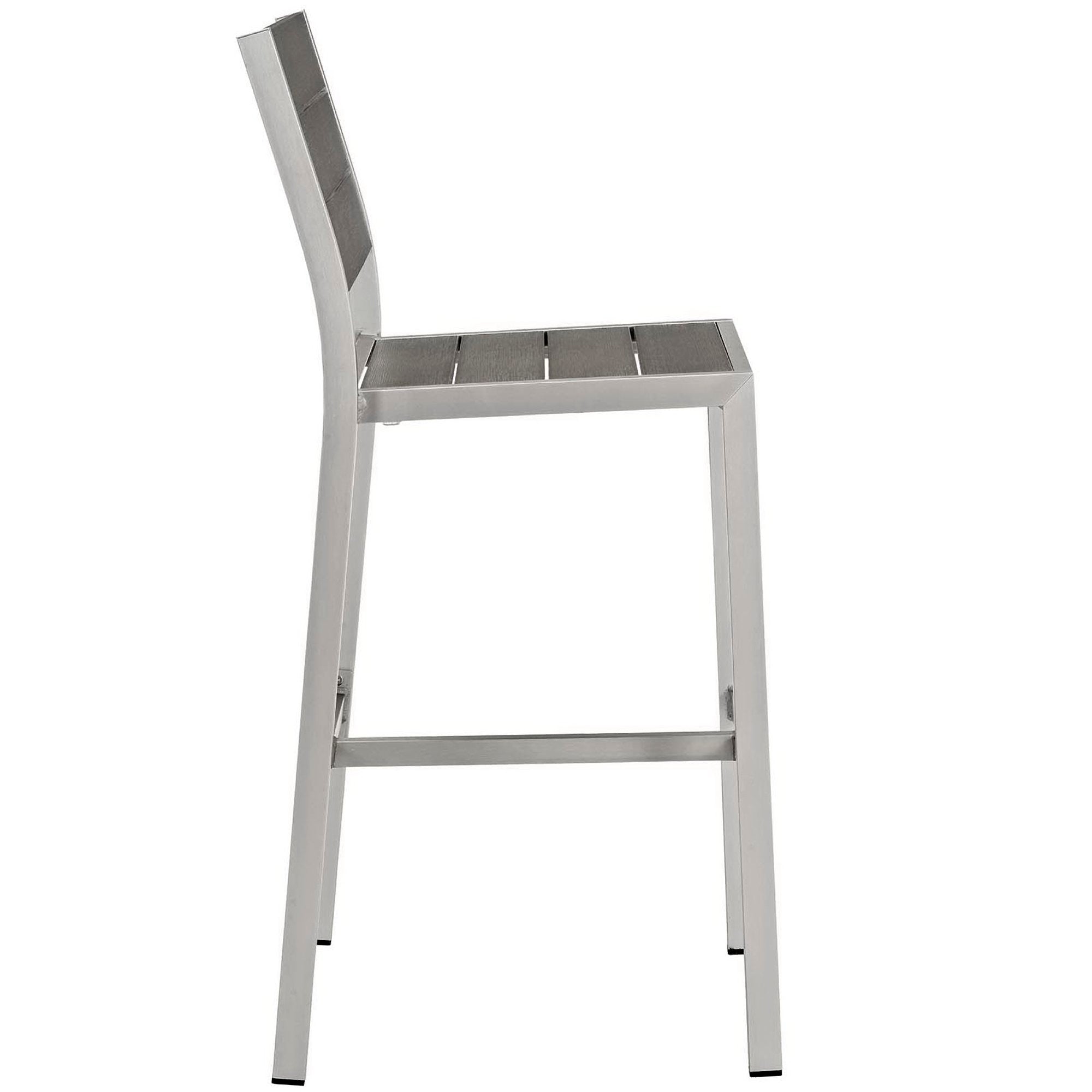 Shore Outdoor Patio Aluminum Armless Bar Stool Set of 2, Silver Gray