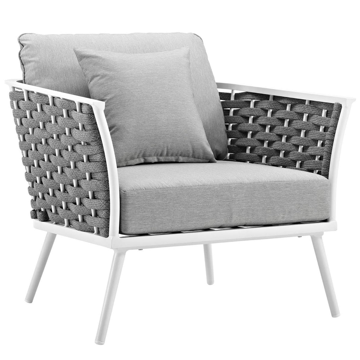 Stance 3 Piece Outdoor Patio Aluminum Sectional Sofa Set, White Gray
