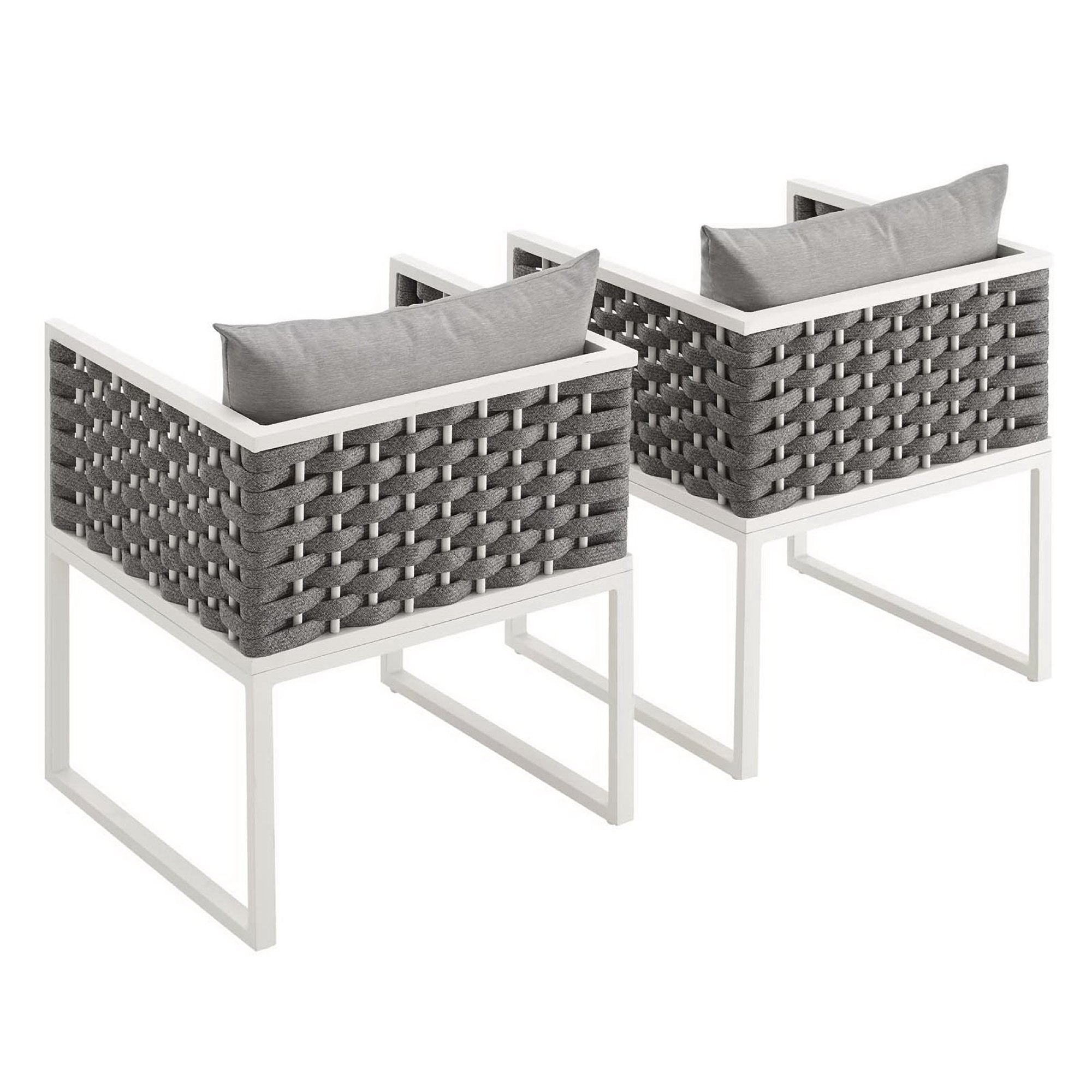 Stance Outdoor Patio Aluminum Dining Armchair Set of 2, White Gray
