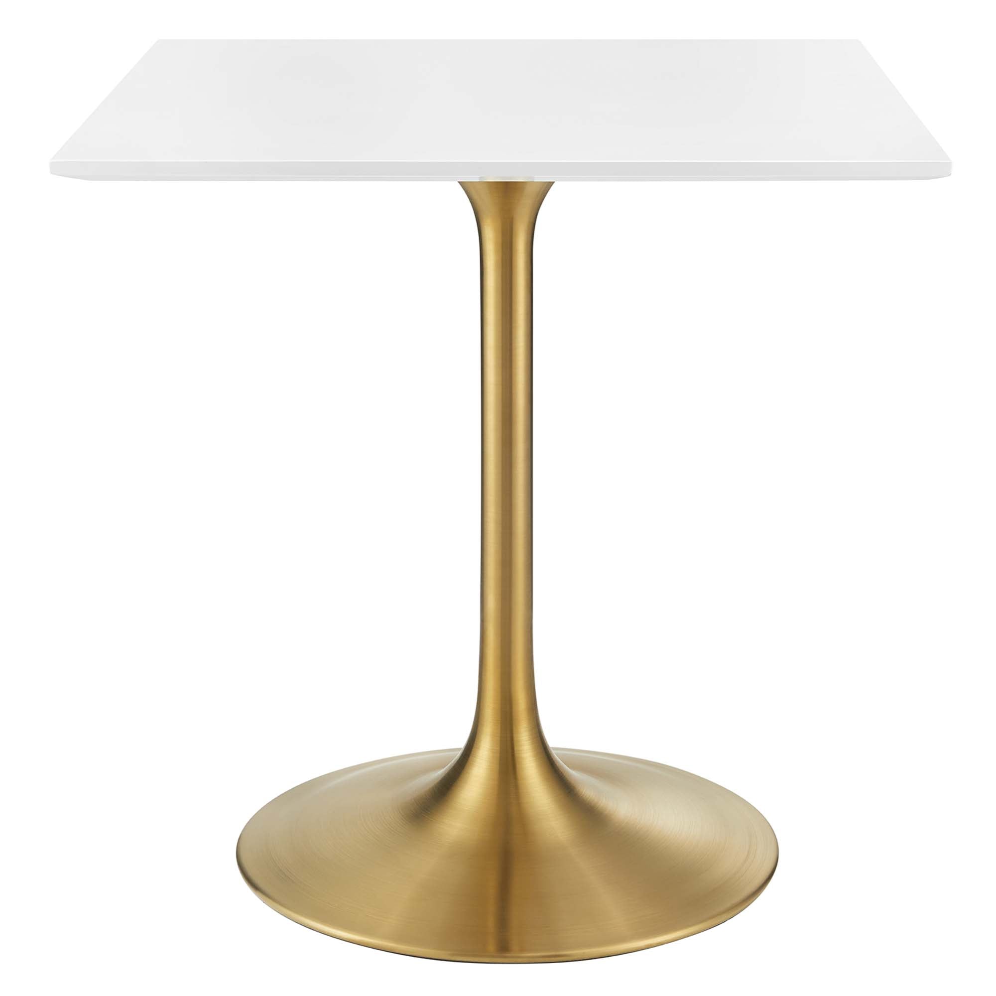 Lippa 28" Square Wood Dining Table, Gold White