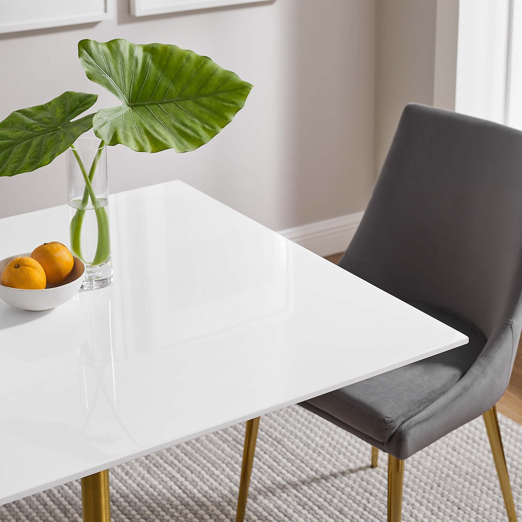 Lippa 36" Square Wood Dining Table, Gold White
