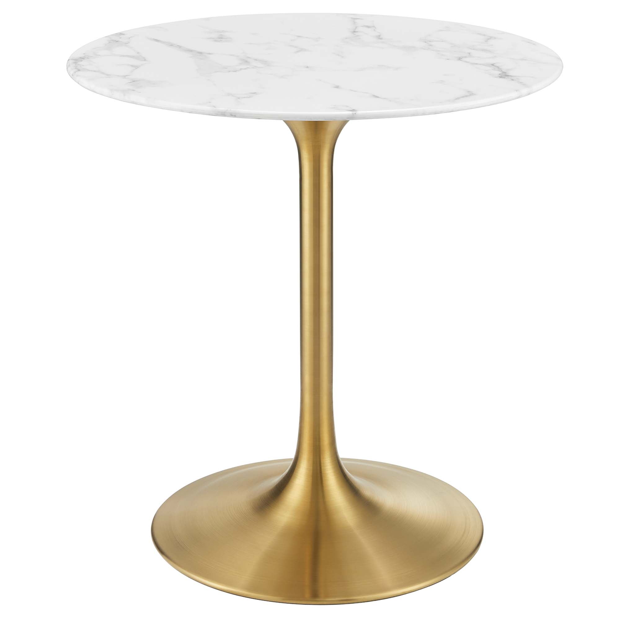 Lippa 28" Round Faux Marble Dining Table, Gold White