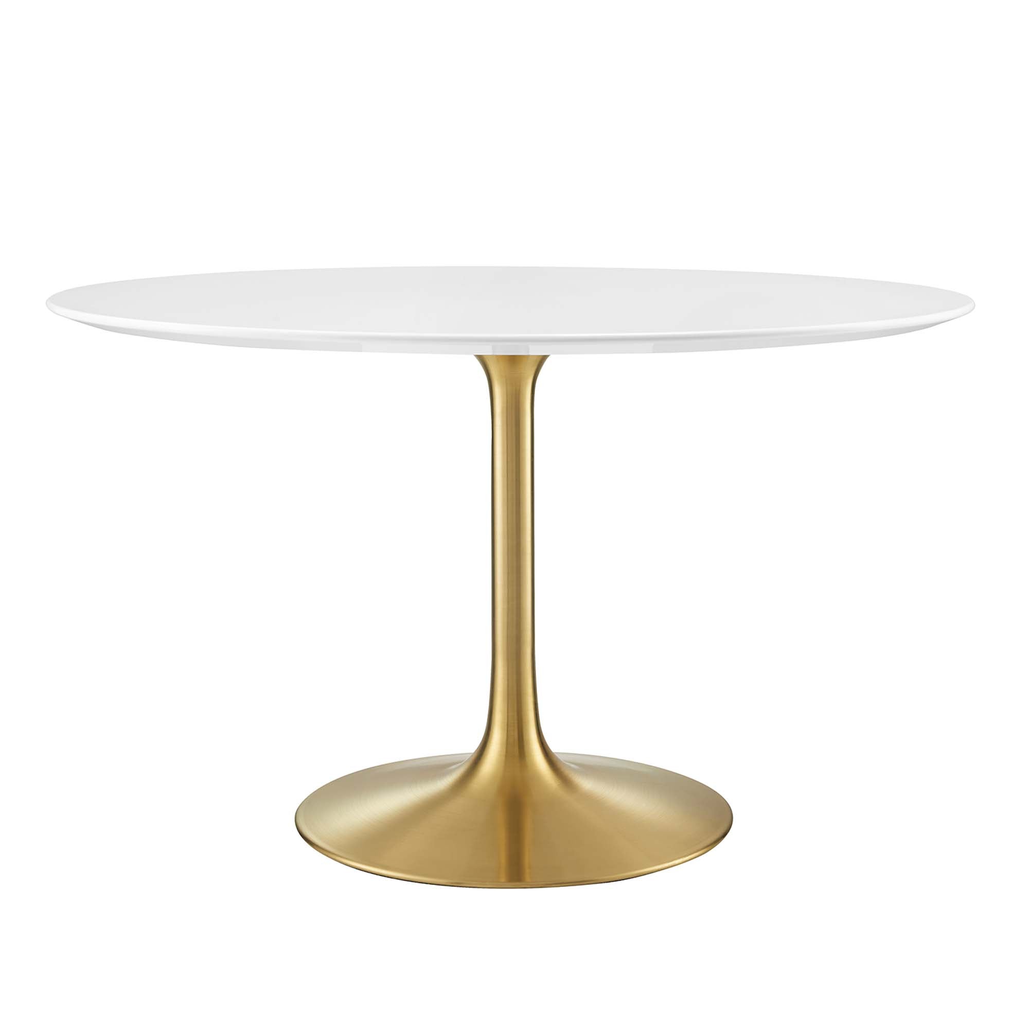 Lippa 48" Round Wood Dining Table, Gold White