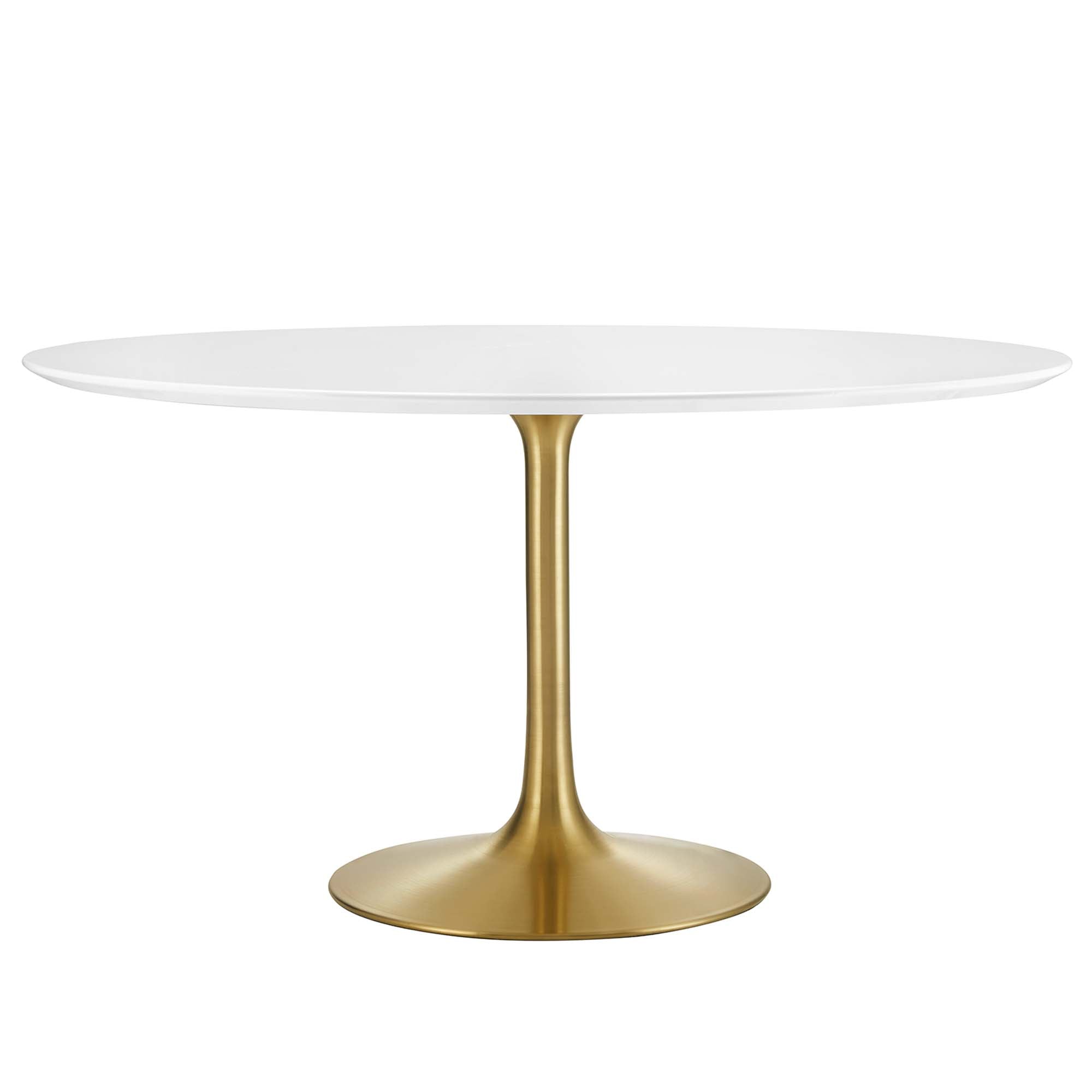 Lippa 54" Round Wood Dining Table, Gold White