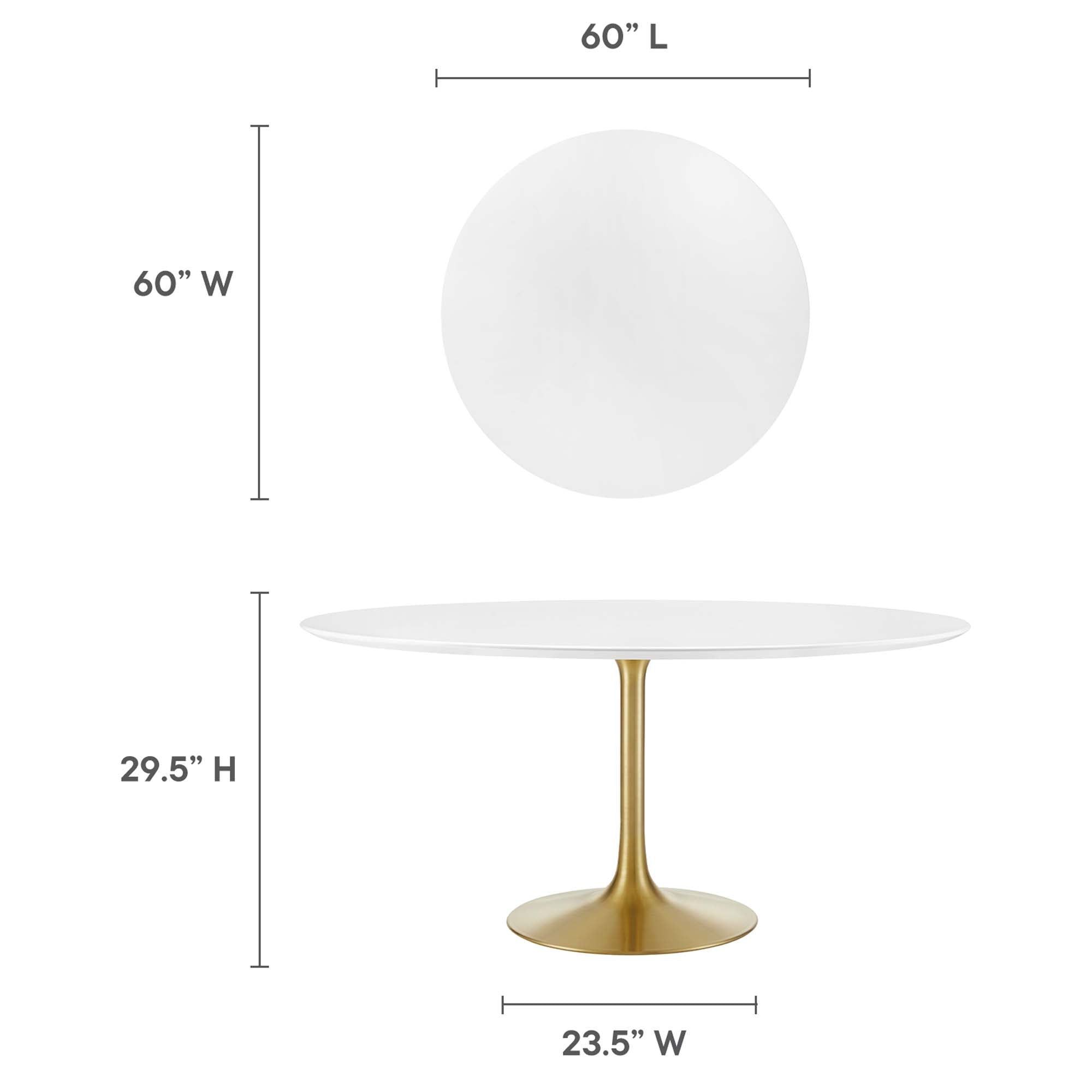 Lippa 60" Round Wood Dining Table, Gold White