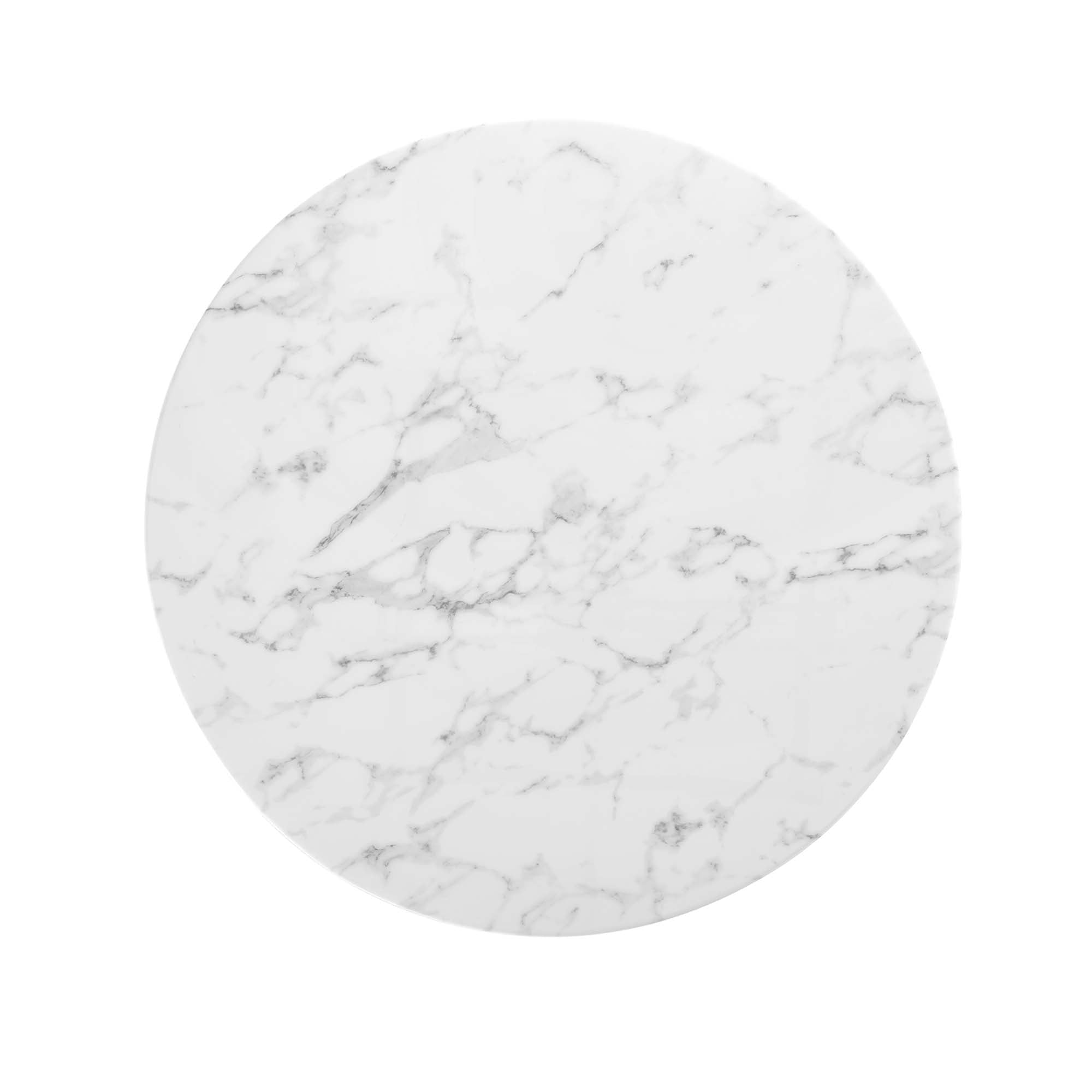 Lippa 40" Round Faux Marble Dining Table, Gold White