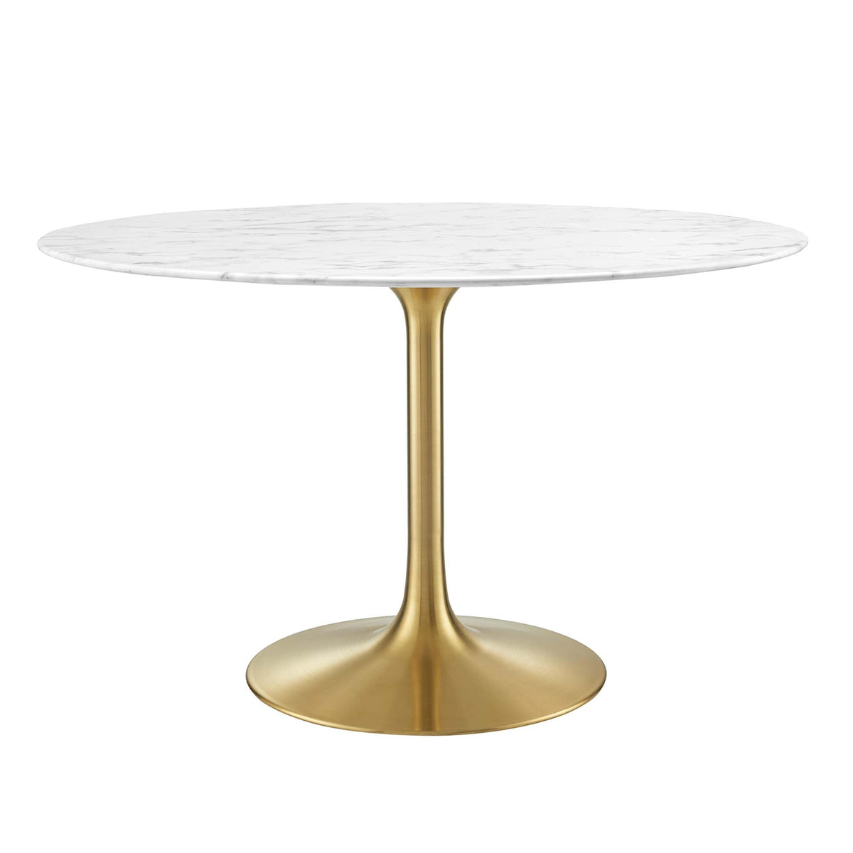 Lippa 48" Round Faux Marble Dining Table, Gold White