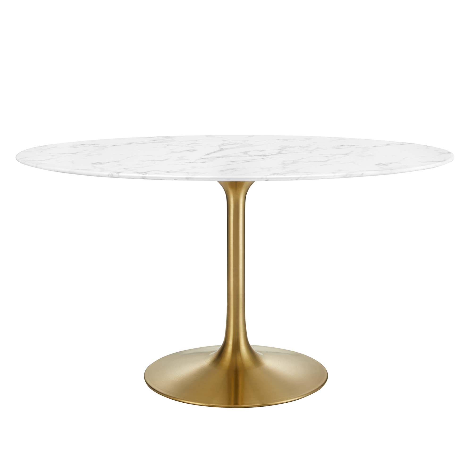 Lippa 54" Oval Faux Marble Dining Table, Gold White