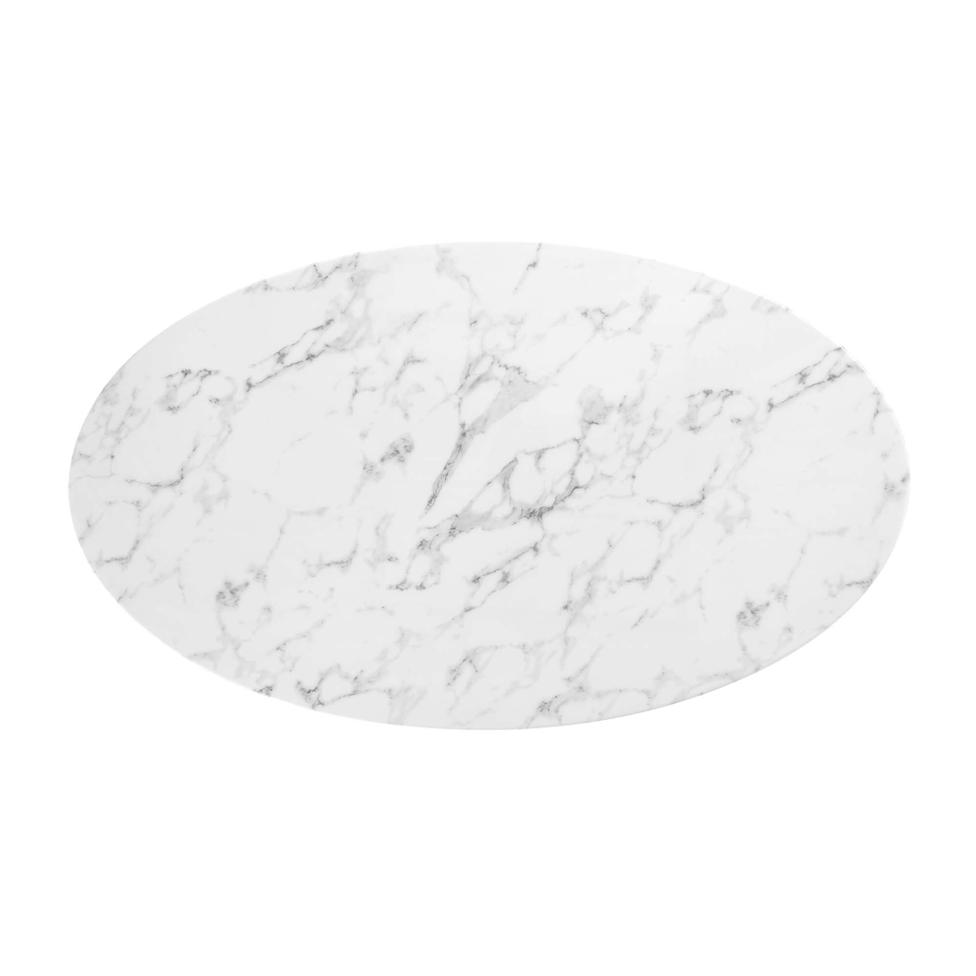 Lippa 54" Oval Faux Marble Dining Table, Gold White