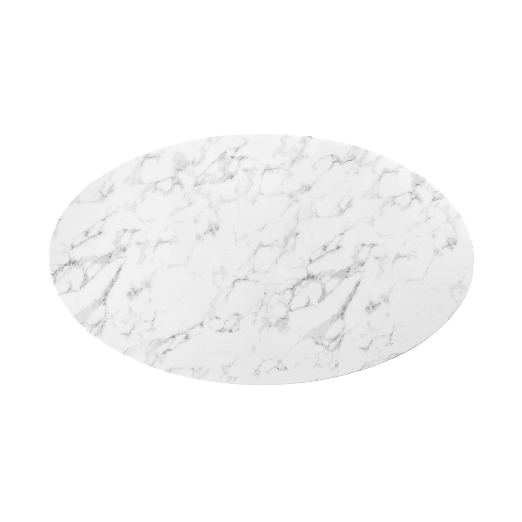 Lippa 60" Oval Faux Marble Dining Table, Gold White
