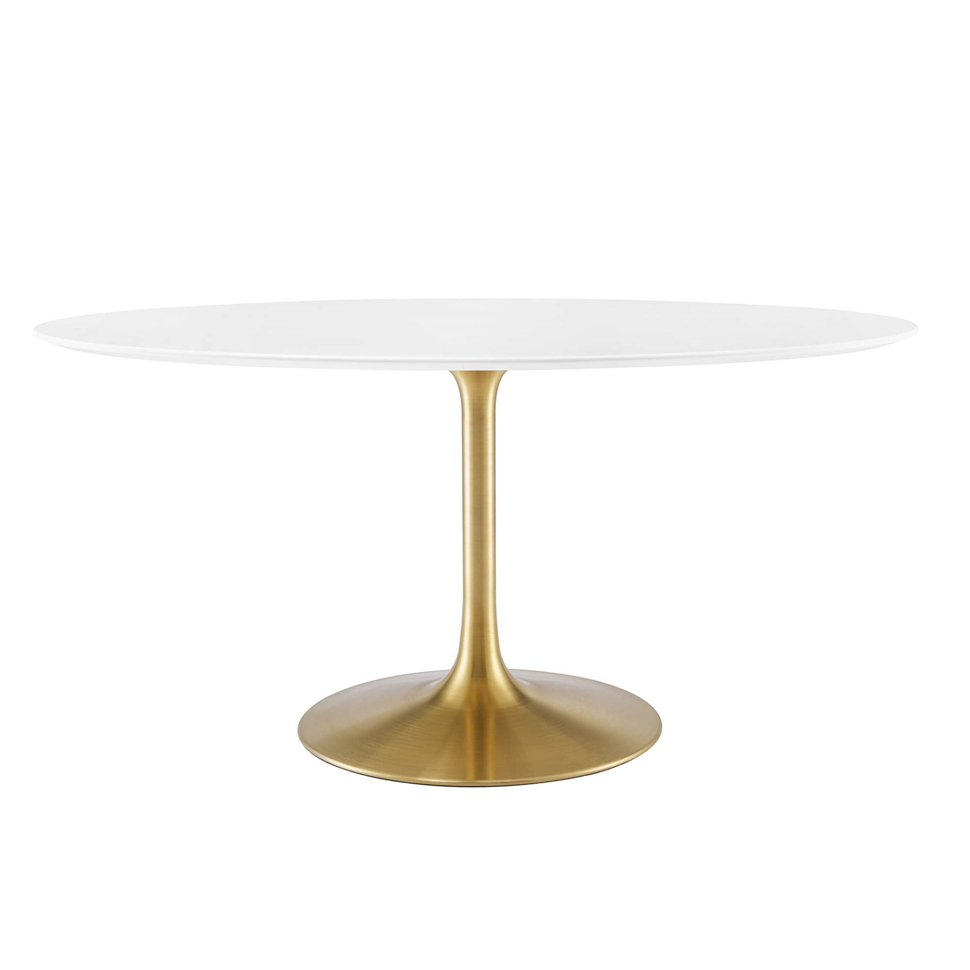 Lippa 60" Oval Wood Dining Table, Gold White