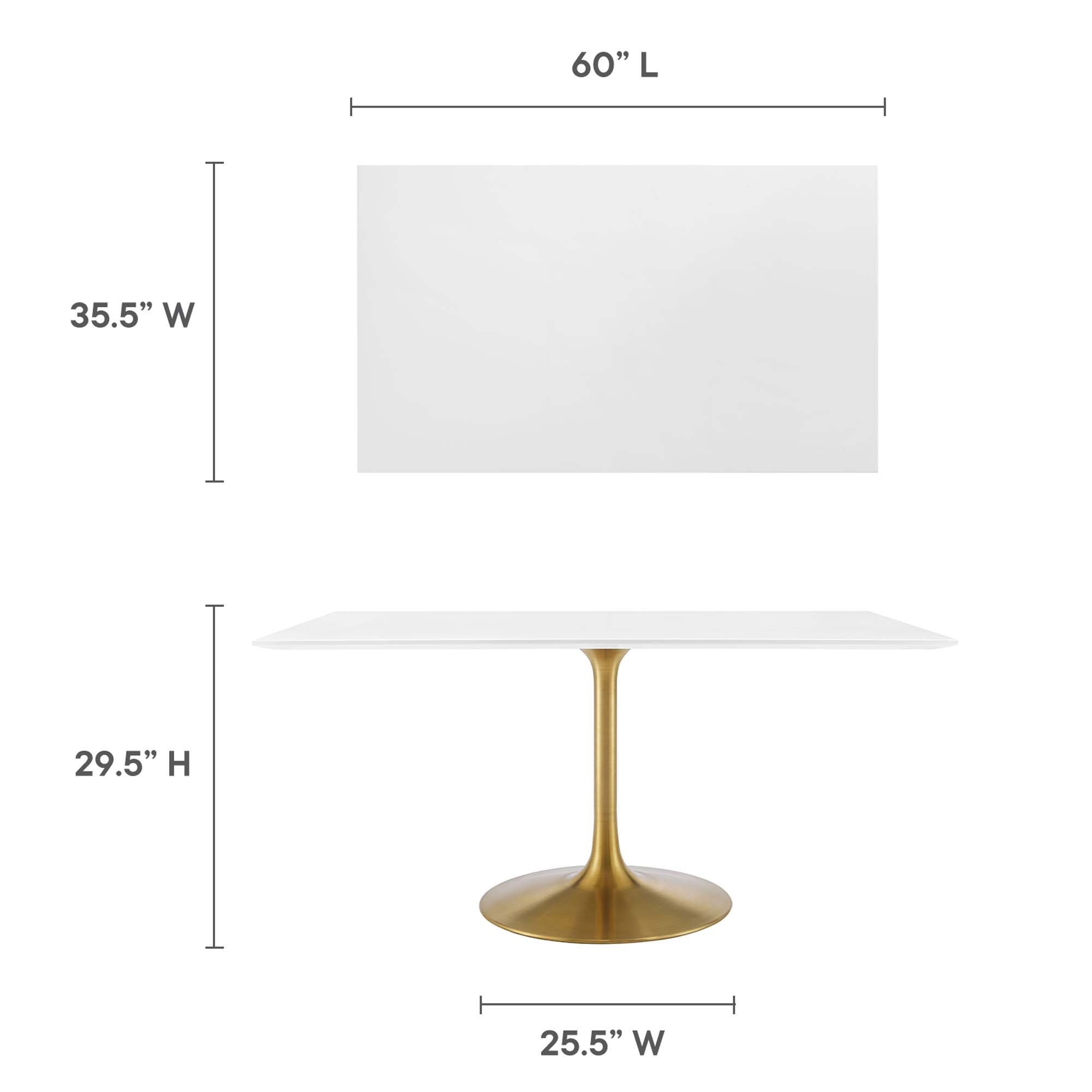 Lippa 60" Rectangular Wood Dining Table, Gold White