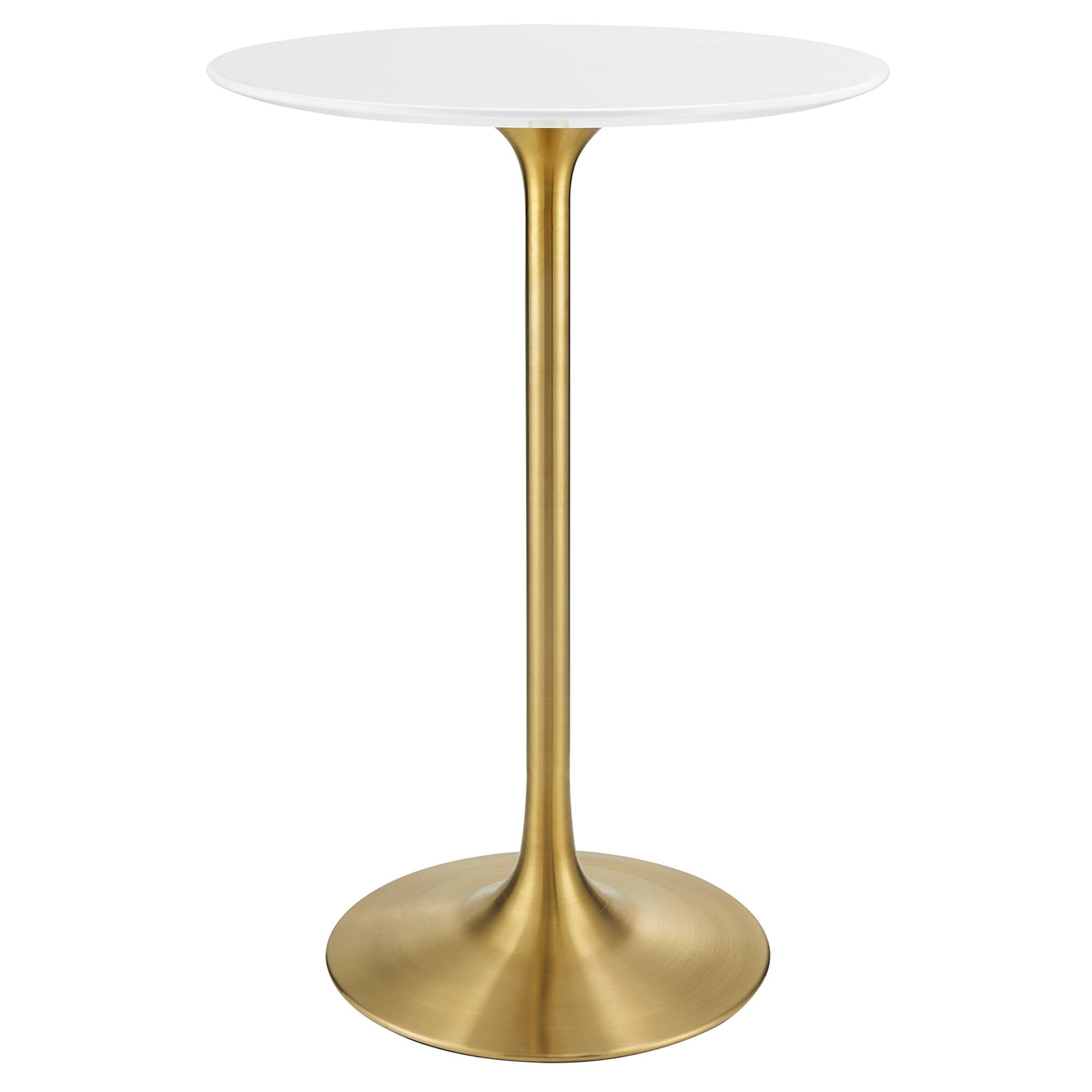 Lippa 28" Round Wood Bar Table, Gold White
