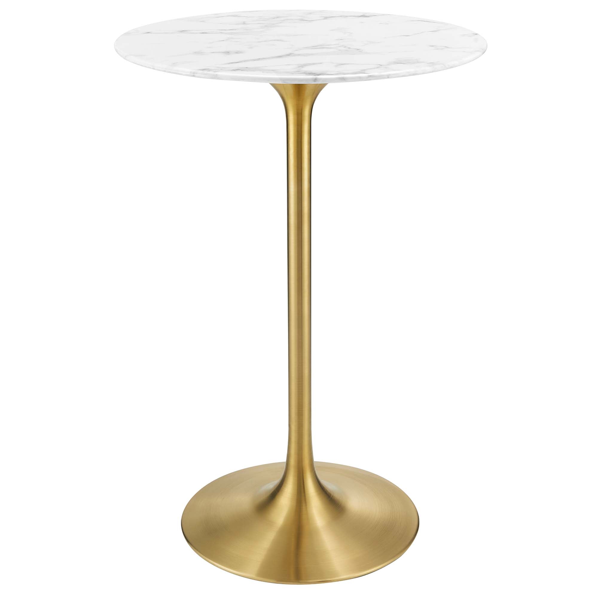 Lippa 28" Round Faux Marble Bar Table, Gold White