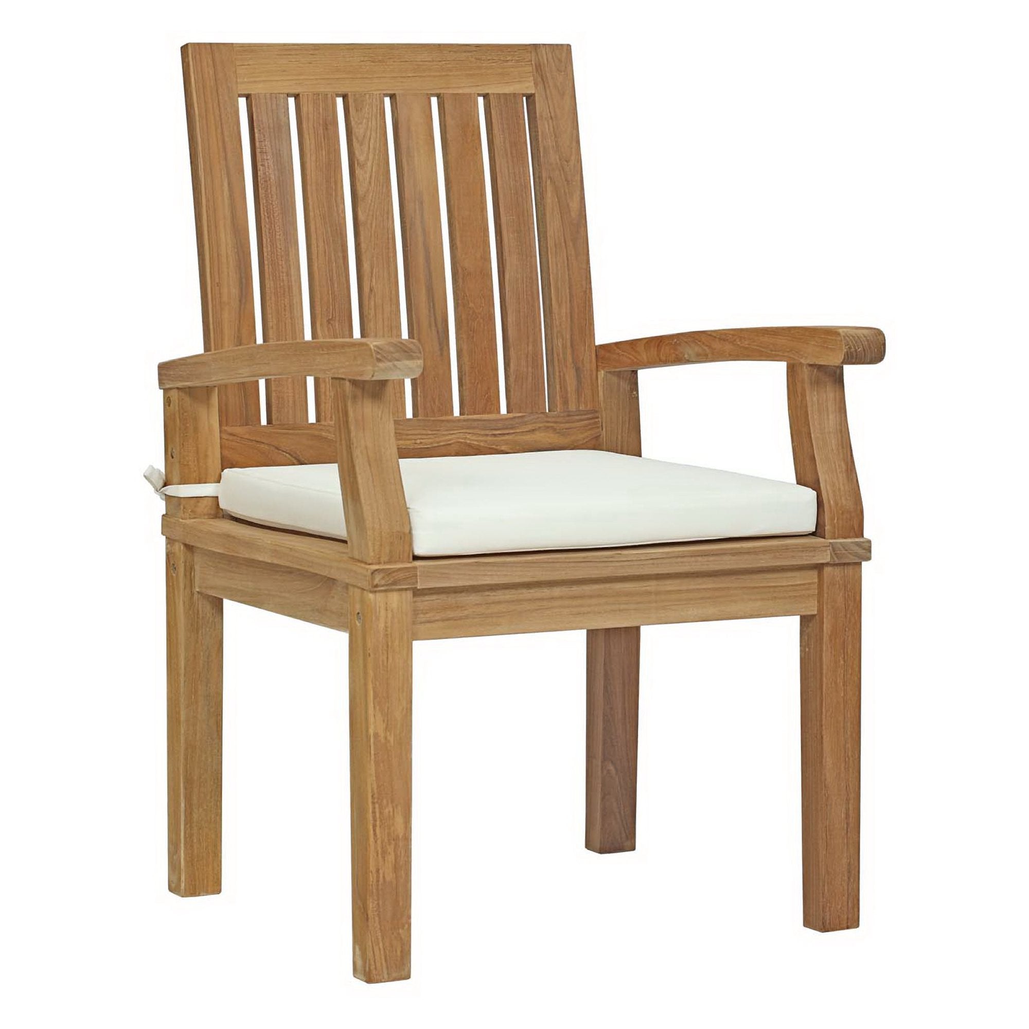 Marina 7 Piece Outdoor Patio Teak Dining Set, Natural White