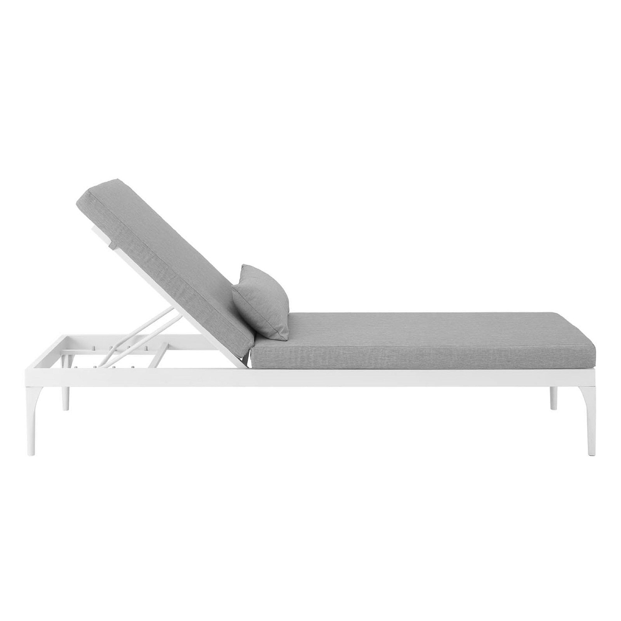 Perspective Cushion Outdoor Patio Chaise Lounge Chair, White Gray