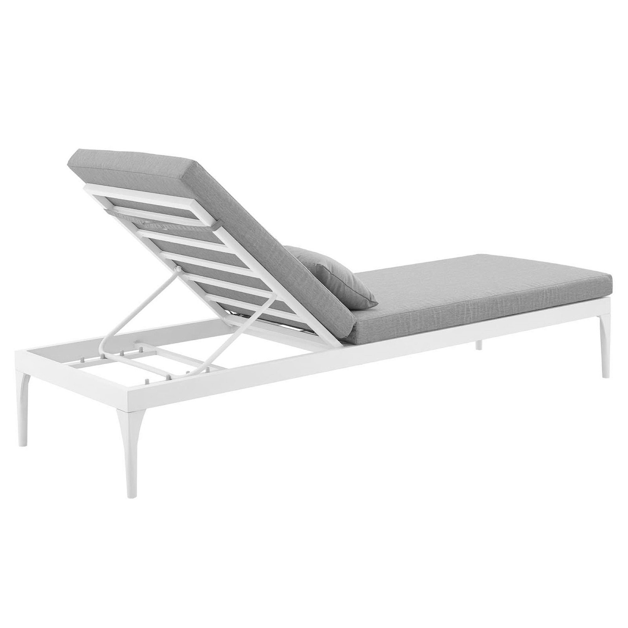 Perspective Cushion Outdoor Patio Chaise Lounge Chair, White Gray
