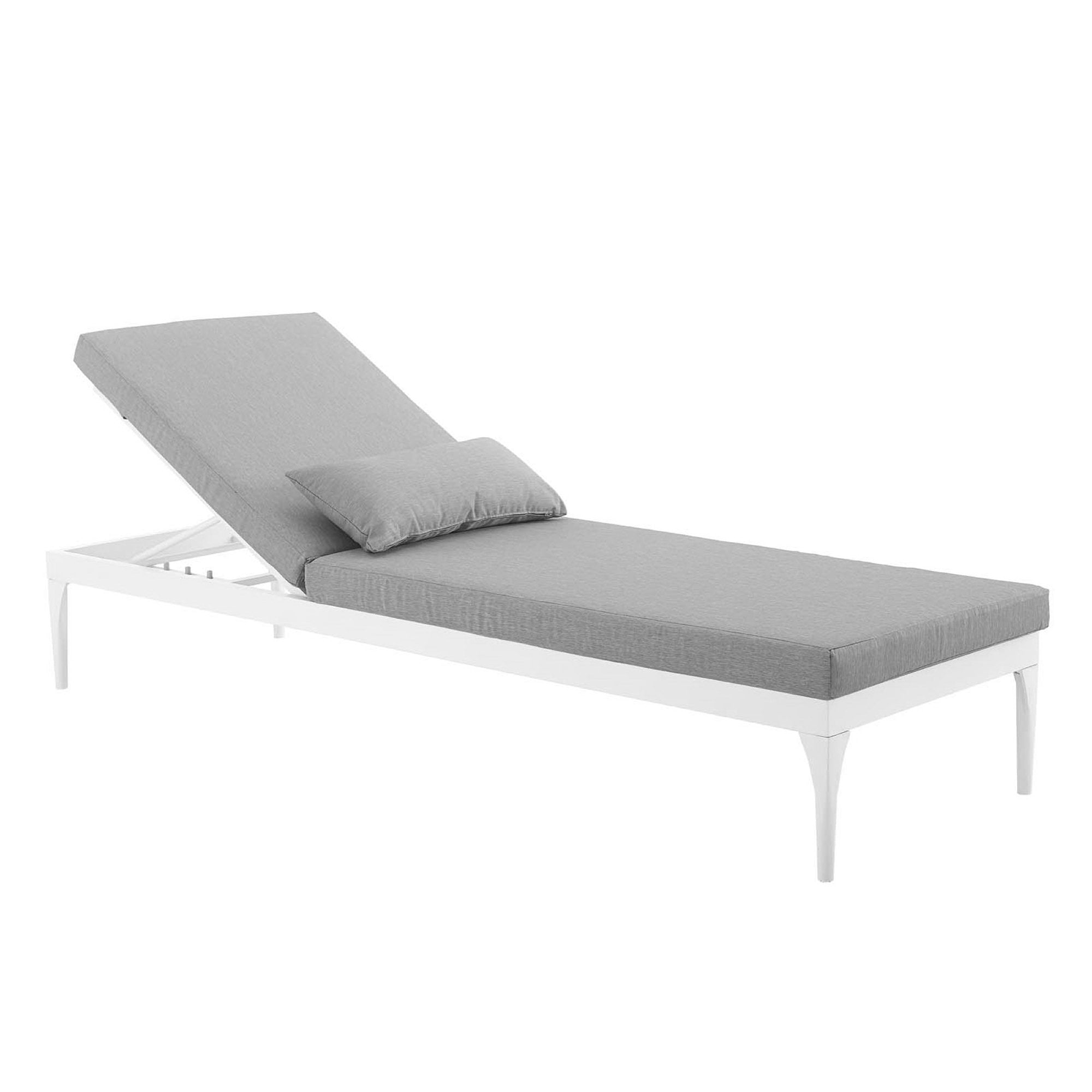 Perspective Cushion Outdoor Patio Chaise Lounge Chair, White Gray
