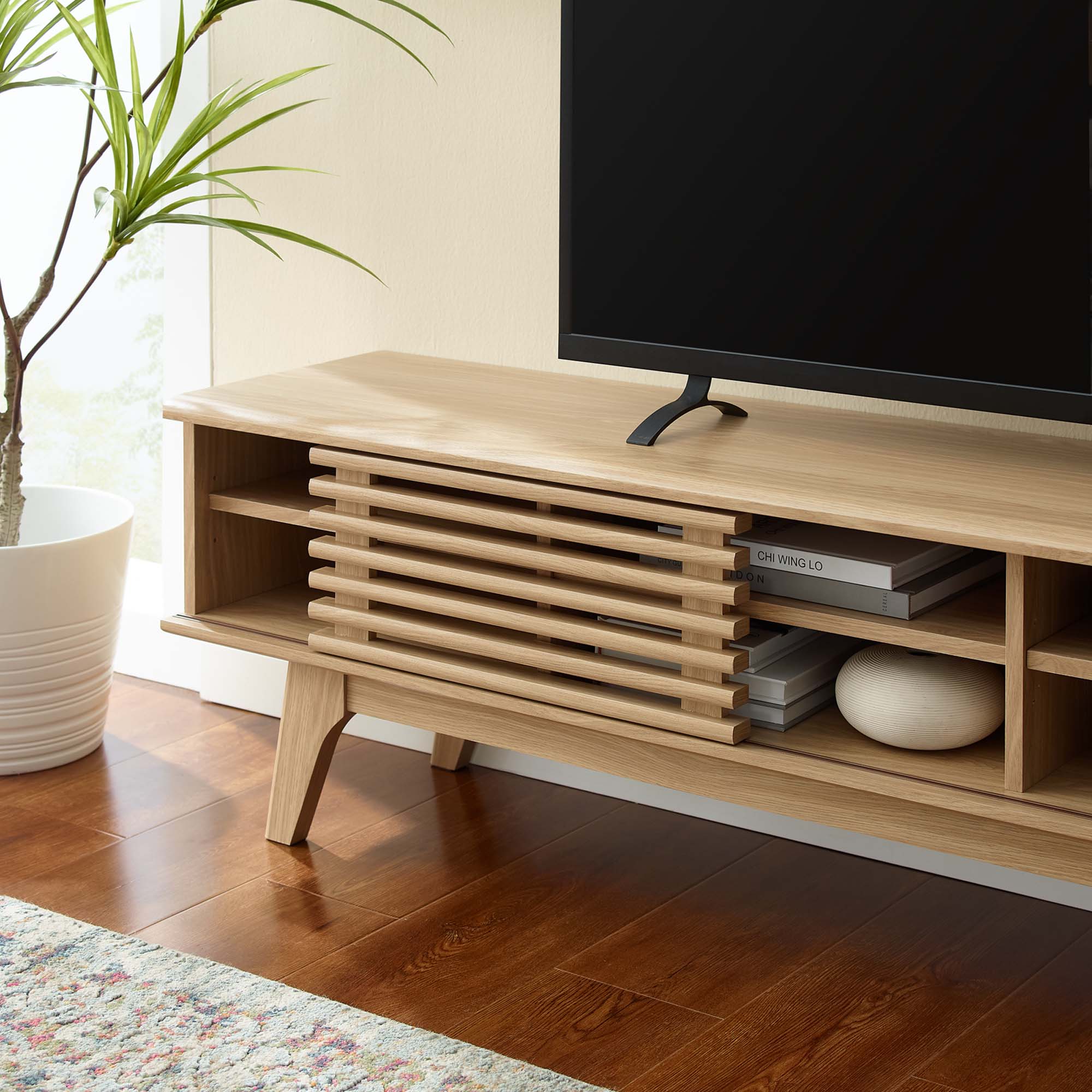 Render 70" Entertainment Center TV Stand, Oak