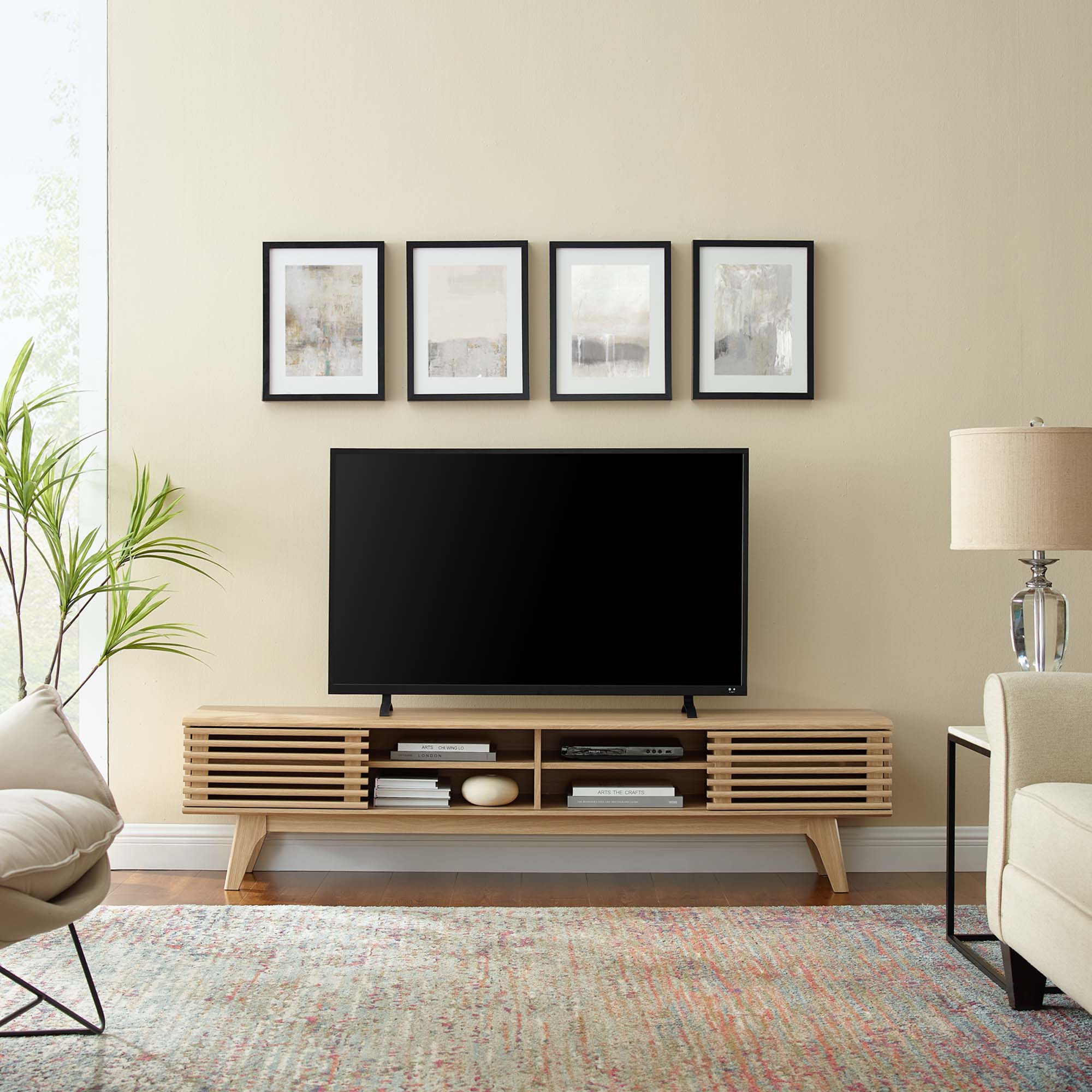 Render 70" Entertainment Center TV Stand, Oak