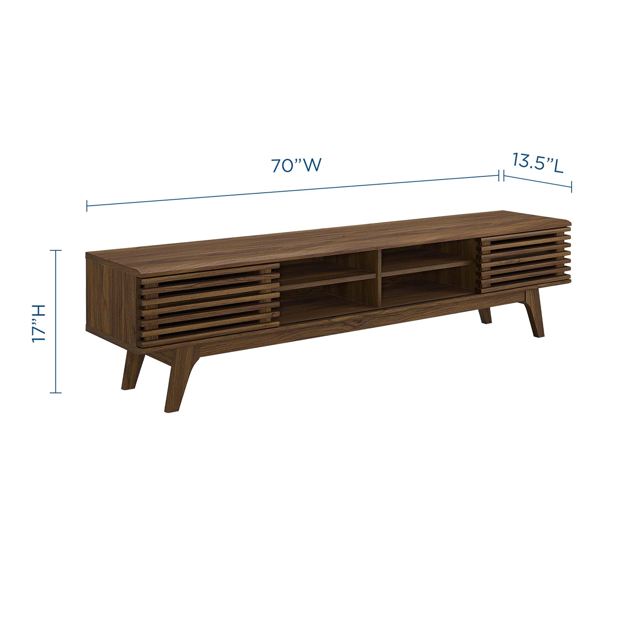 Render 70" Entertainment Center TV Stand, Walnut Walnut