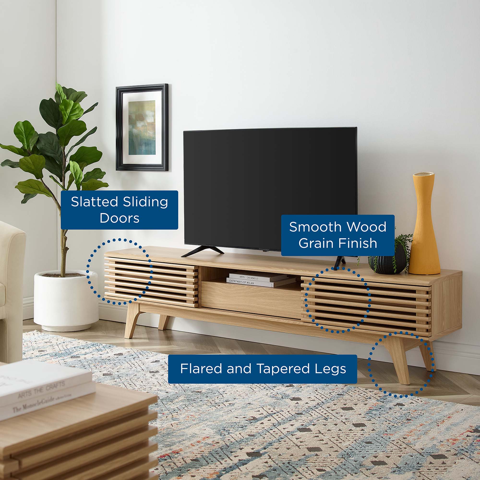 Render 70" TV Stand, Oak