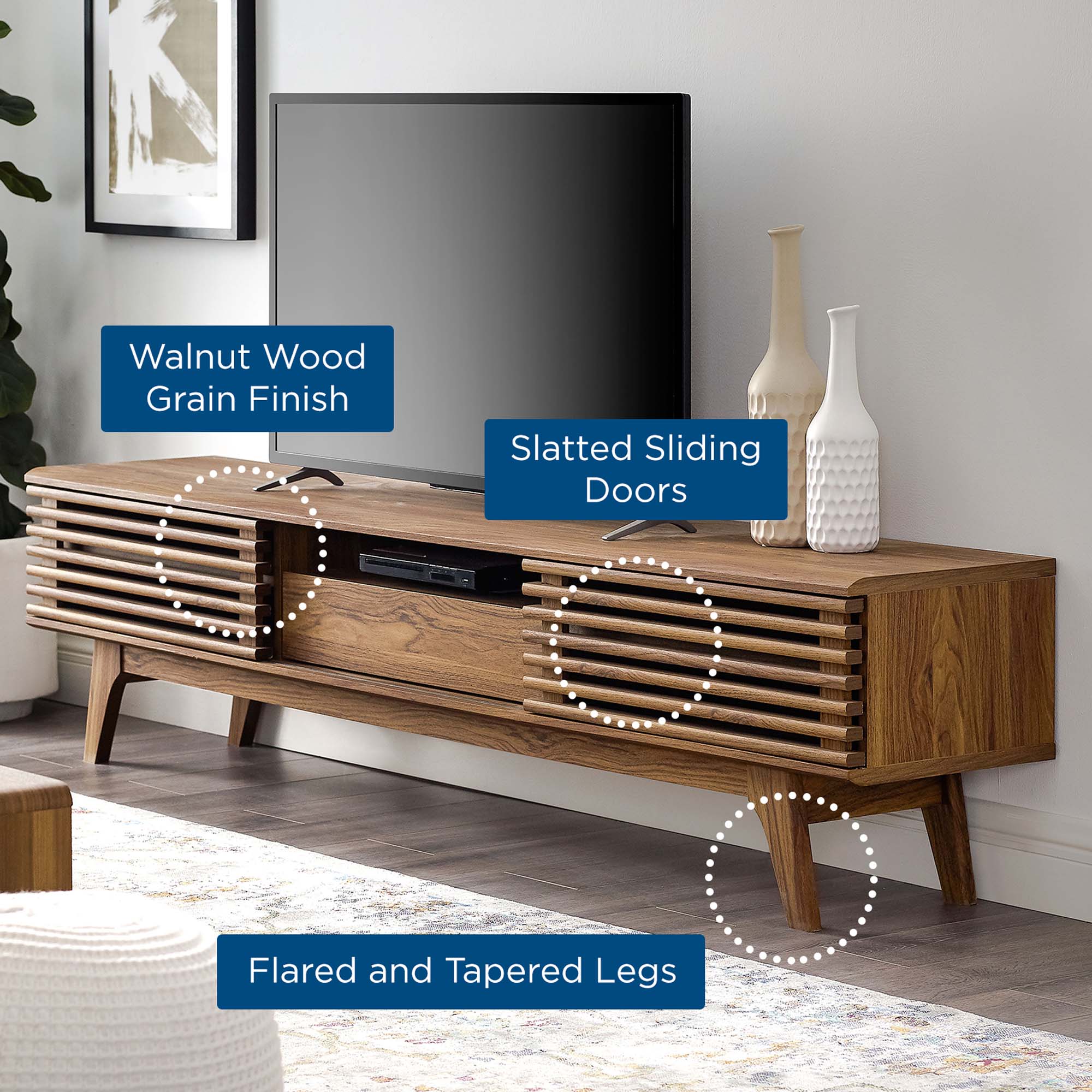 Render 70" TV Stand, Walnut