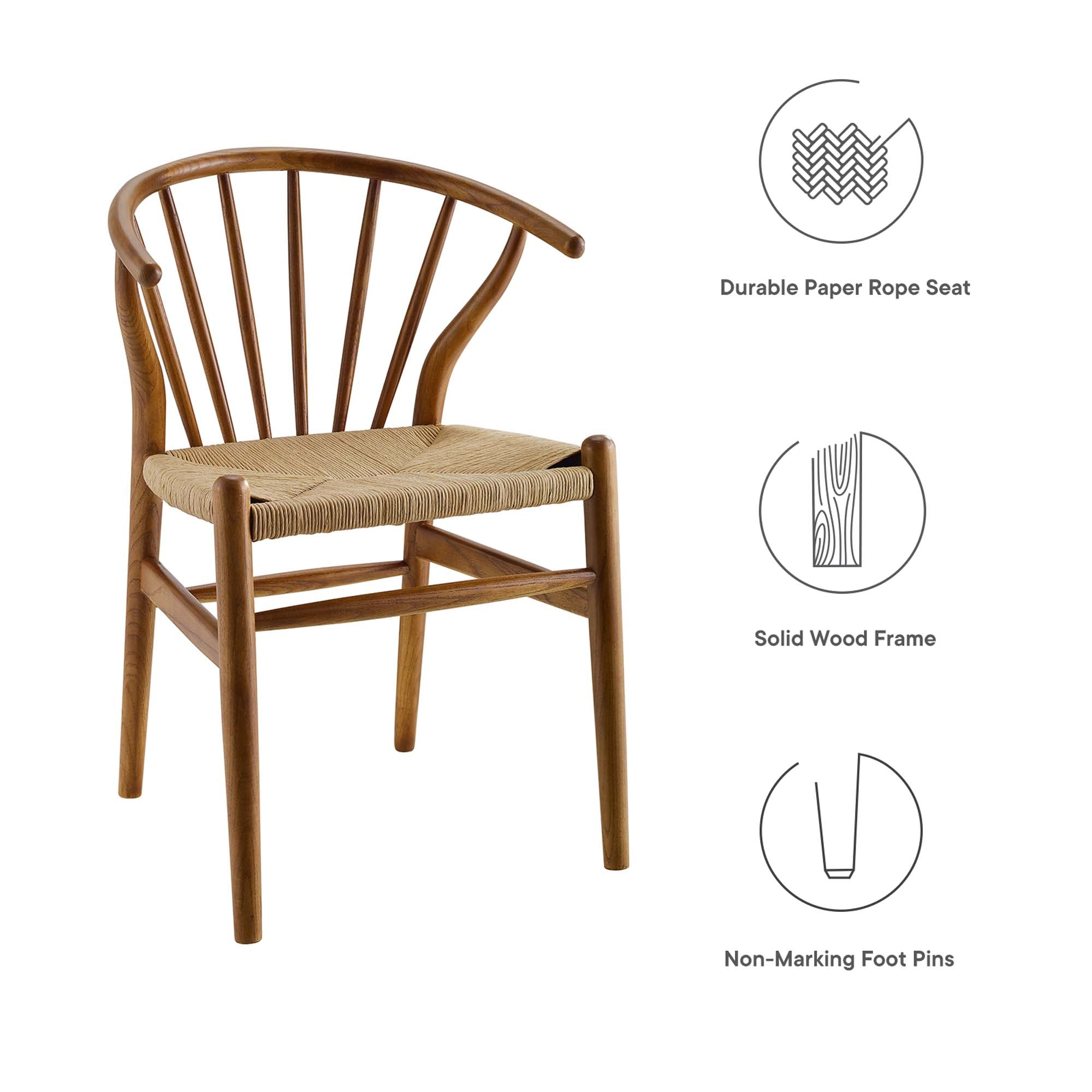 Flourish Spindle Wood Dining Side Chair, Walnut