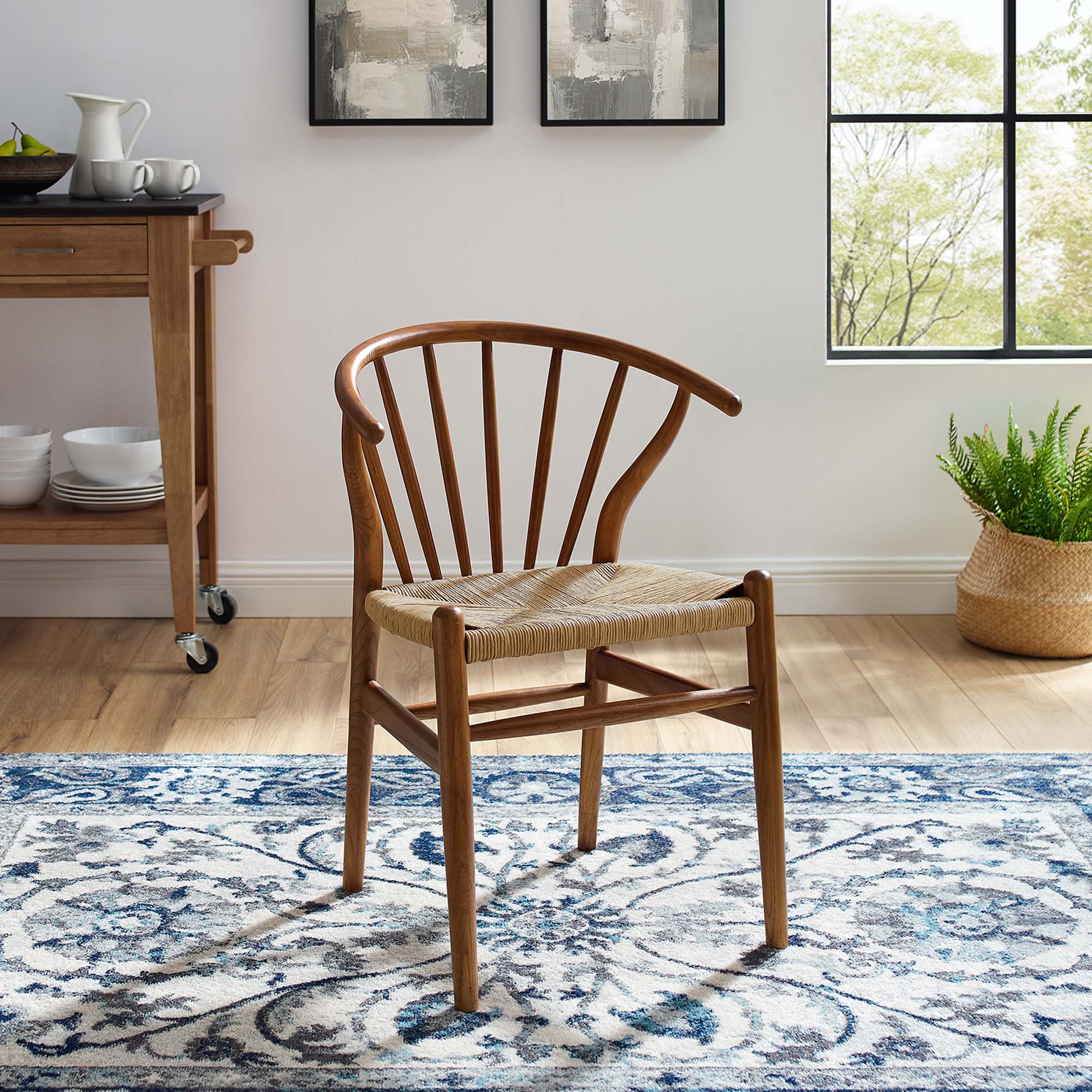 Flourish Spindle Wood Dining Side Chair, Walnut