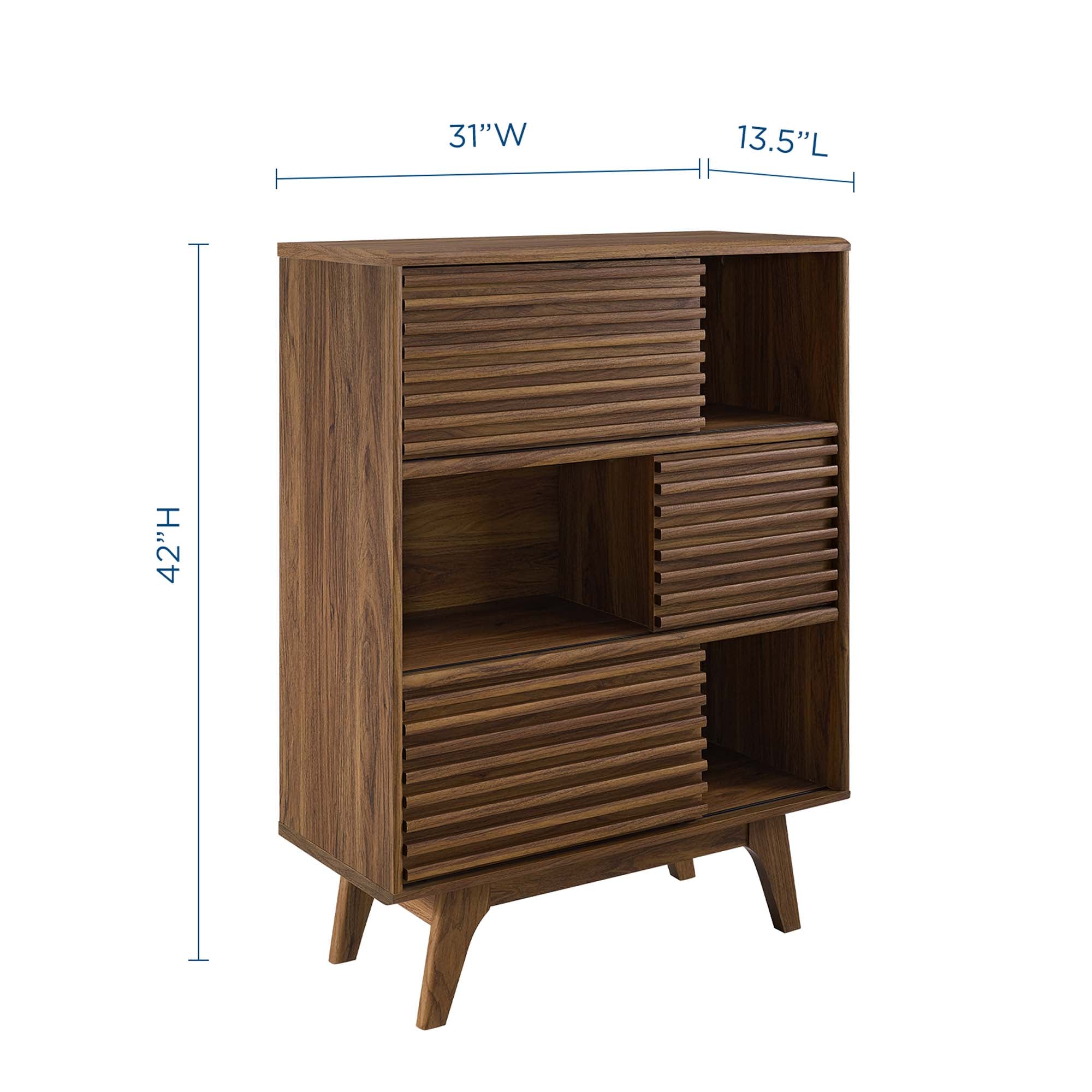 Render Three-Tier Display Storage Cabinet Stand, Walnut