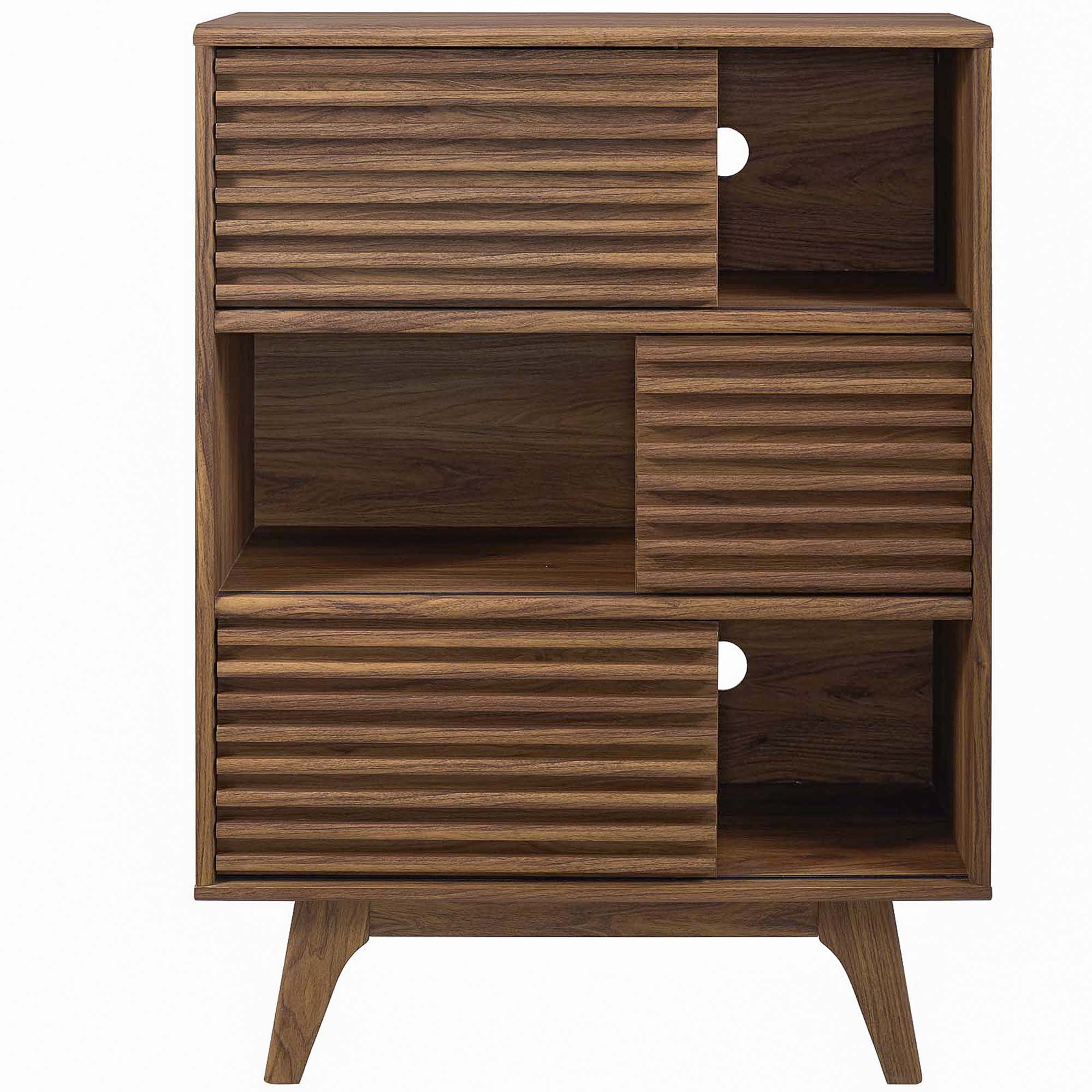Render Three-Tier Display Storage Cabinet Stand, Walnut