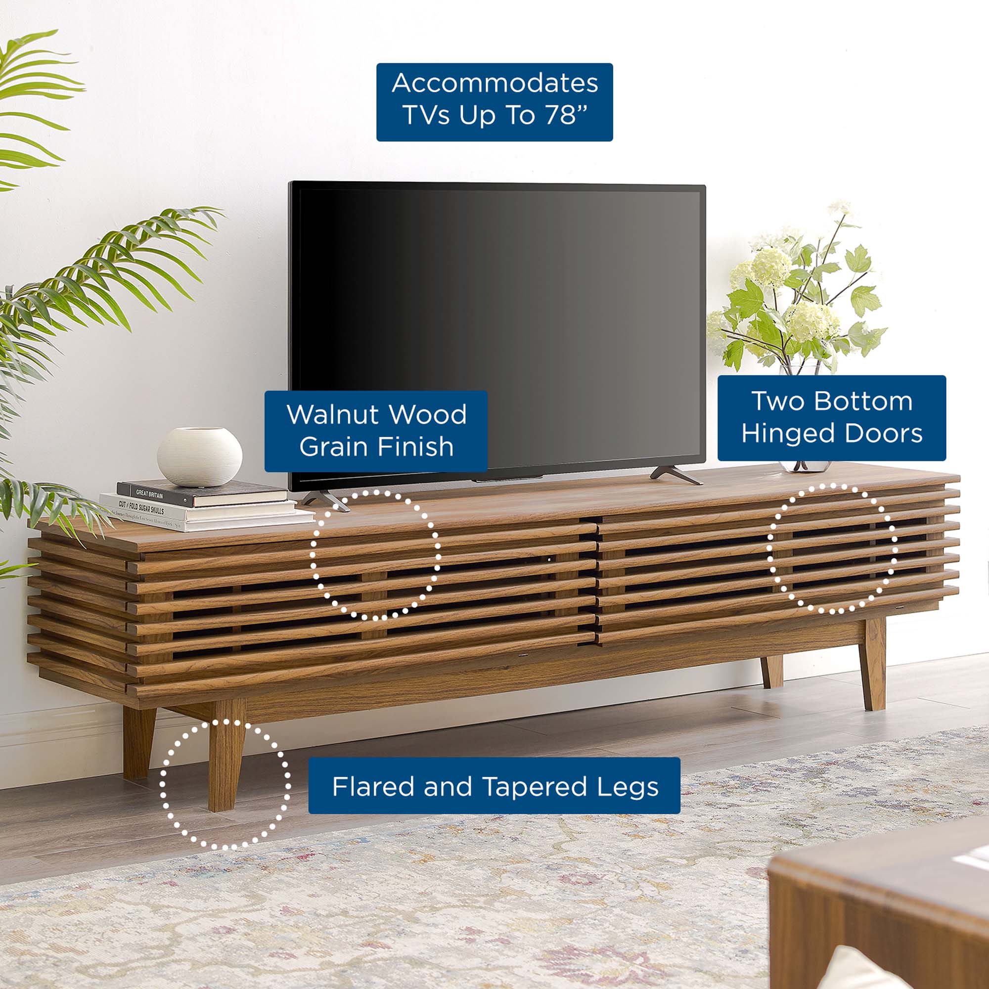 Render 71" TV Stand, Walnut