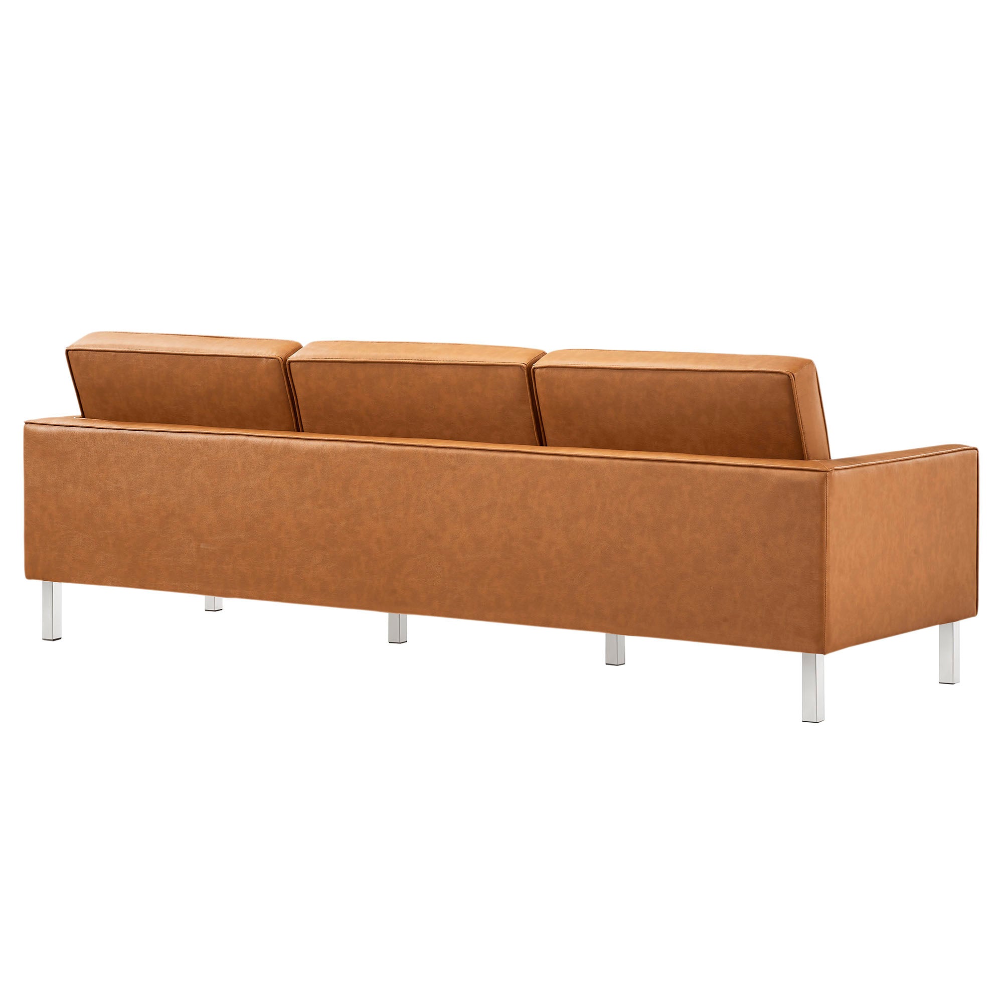 Loft Tufted Vegan Leather Sofa, Silver Tan