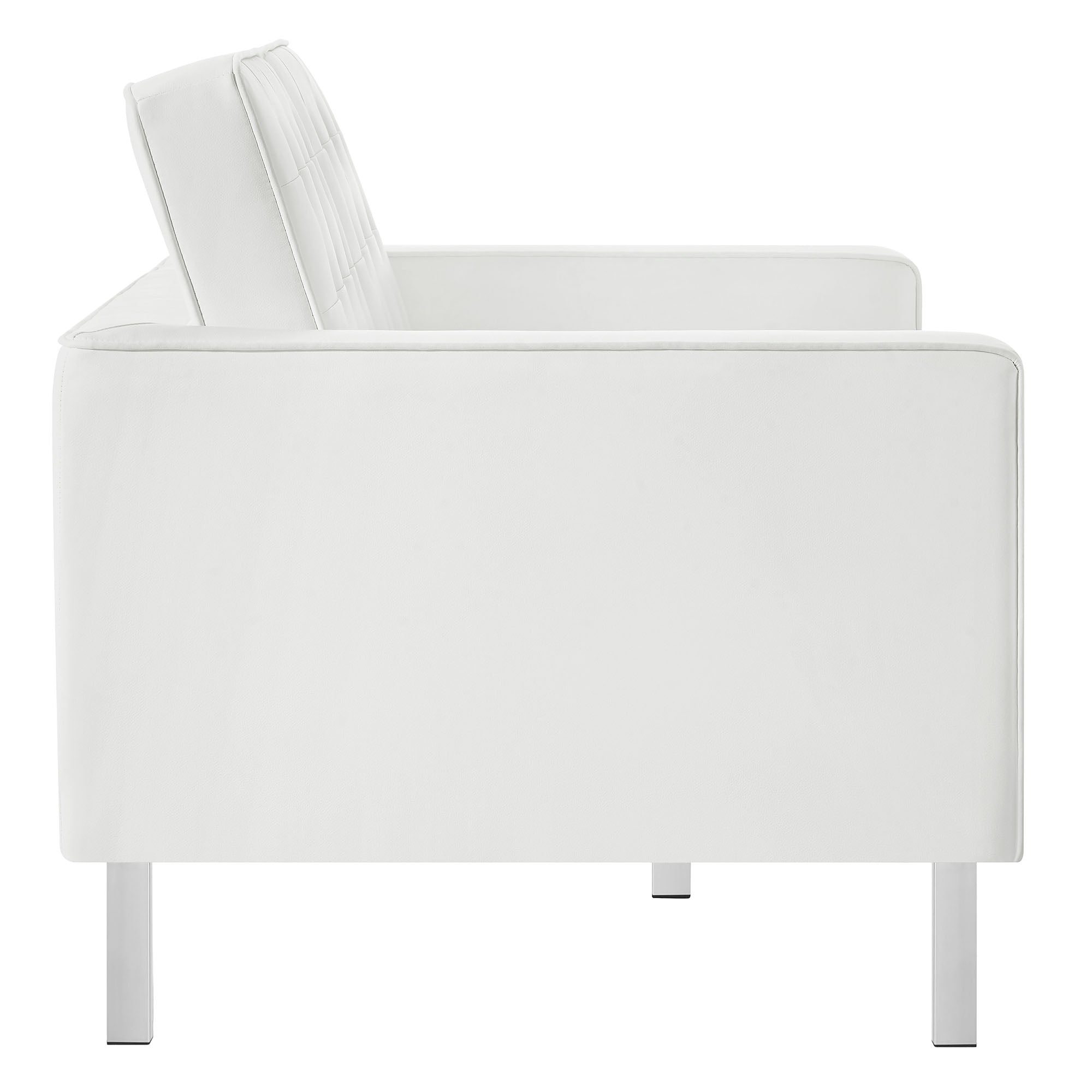Loft Tufted Vegan Leather Loveseat, Silver White
