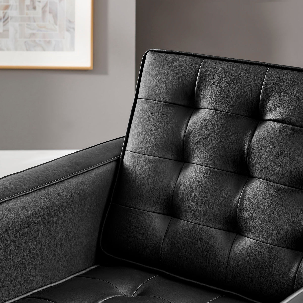 Loft Tufted Vegan Leather Armchair, Silver Black