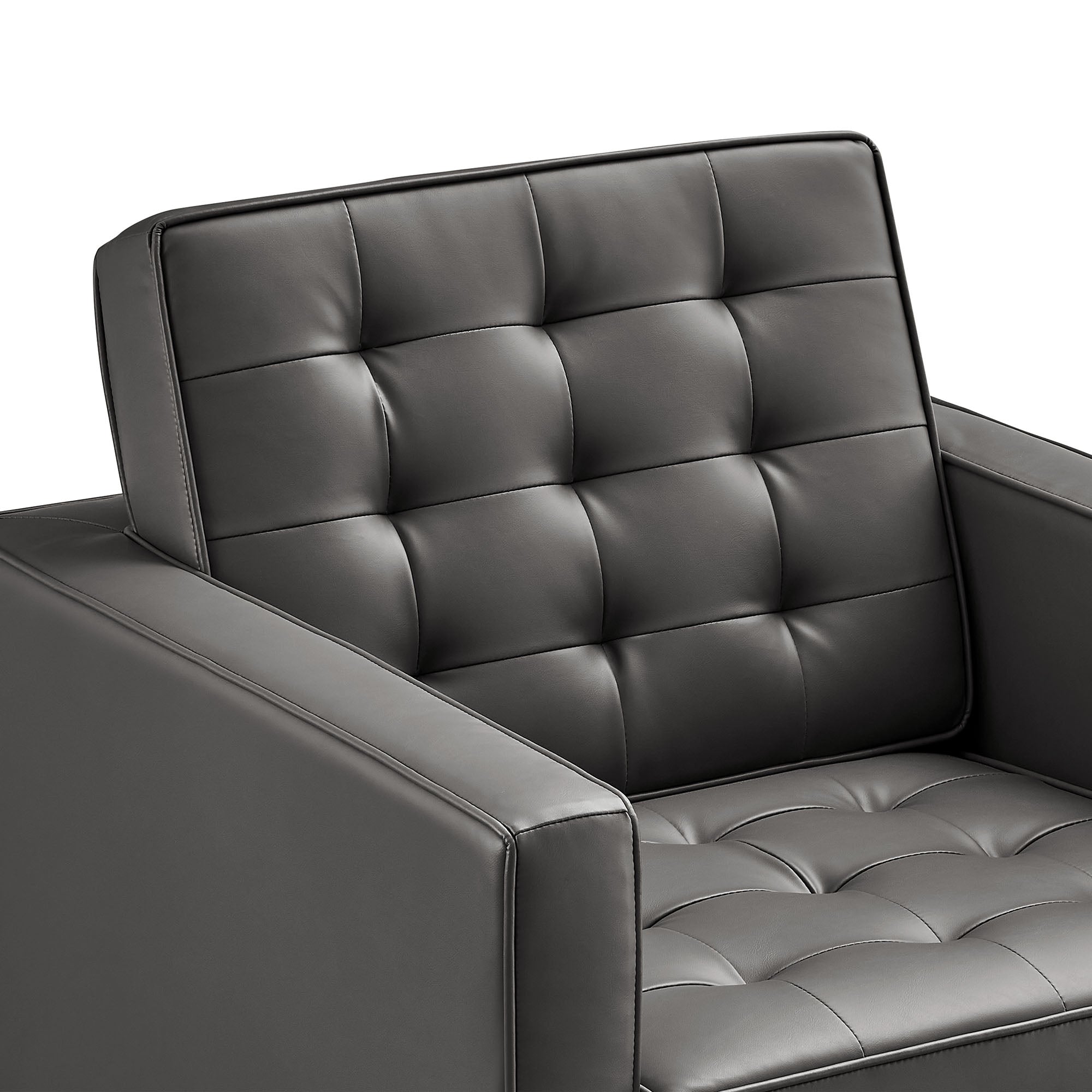 Loft Tufted Vegan Leather Armchair, Silver Gray