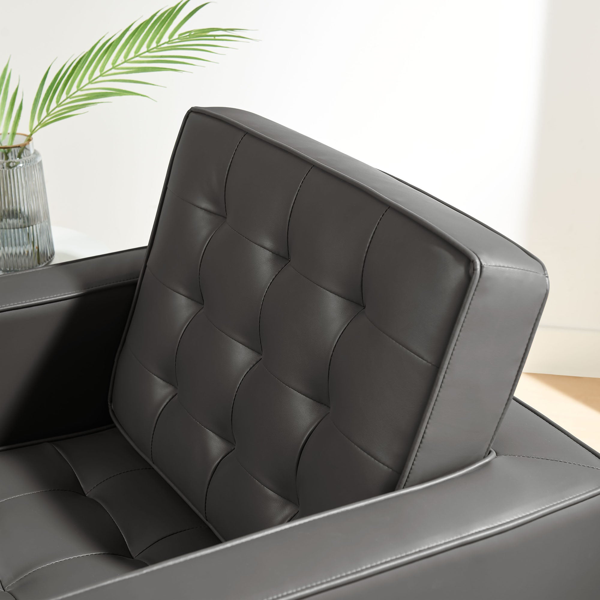 Loft Tufted Vegan Leather Armchair, Silver Gray