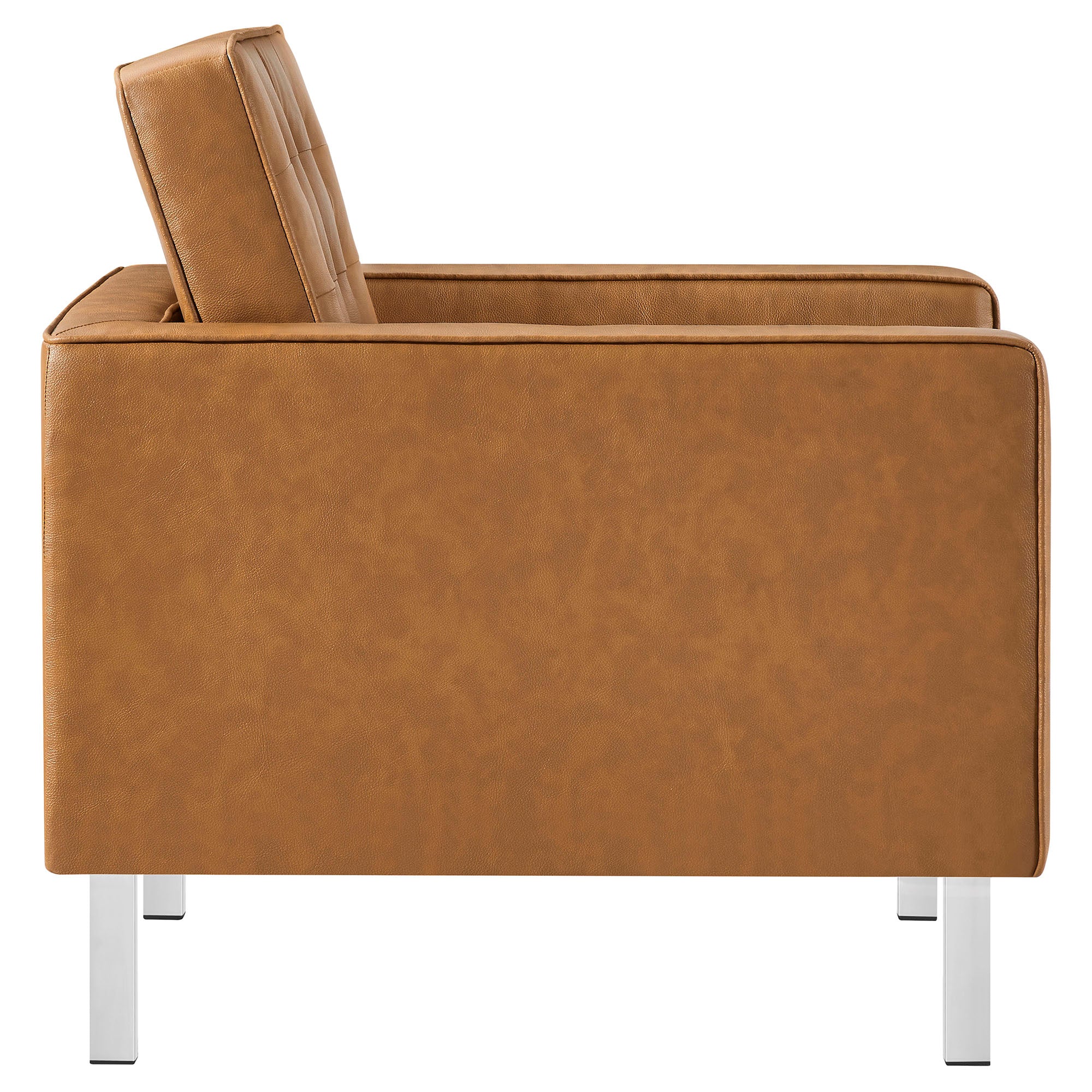 Loft Tufted Vegan Leather Armchair, Silver Tan