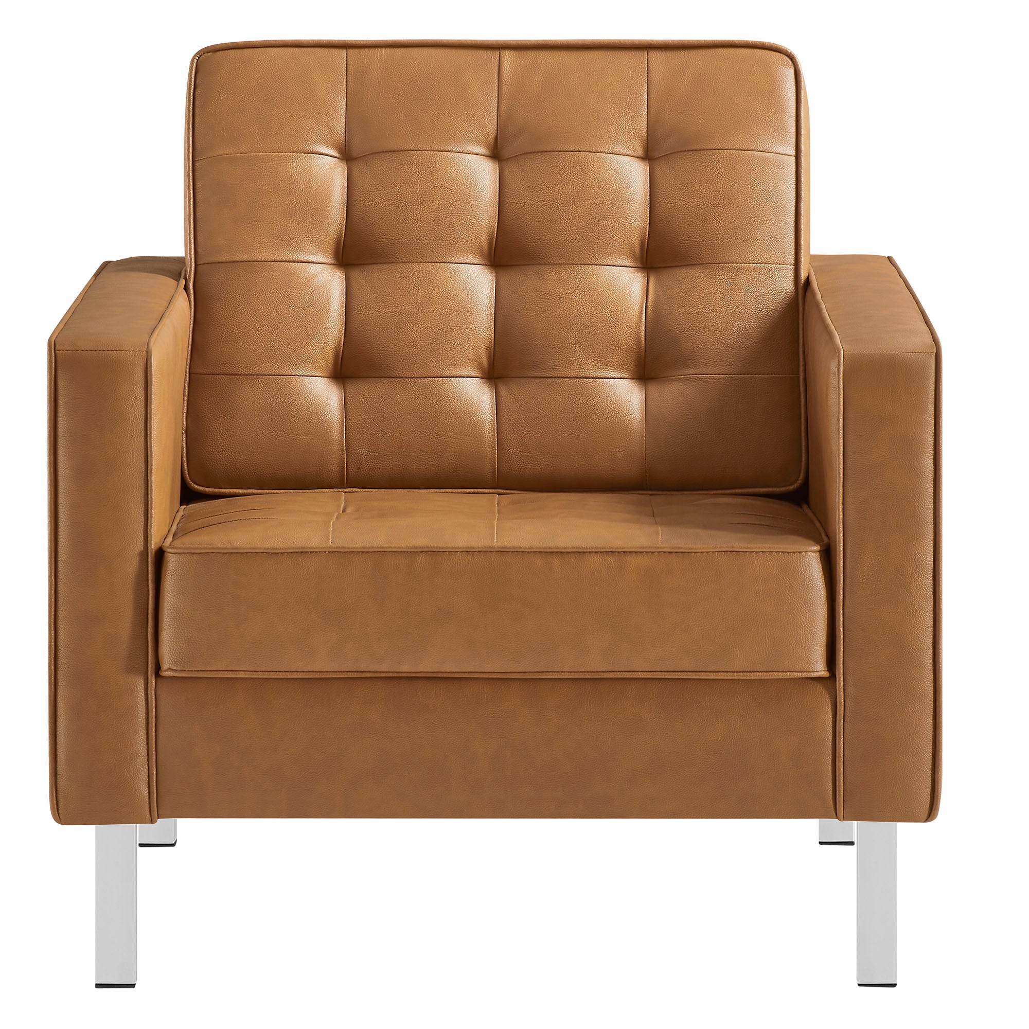 Loft Tufted Vegan Leather Armchair, Silver Tan