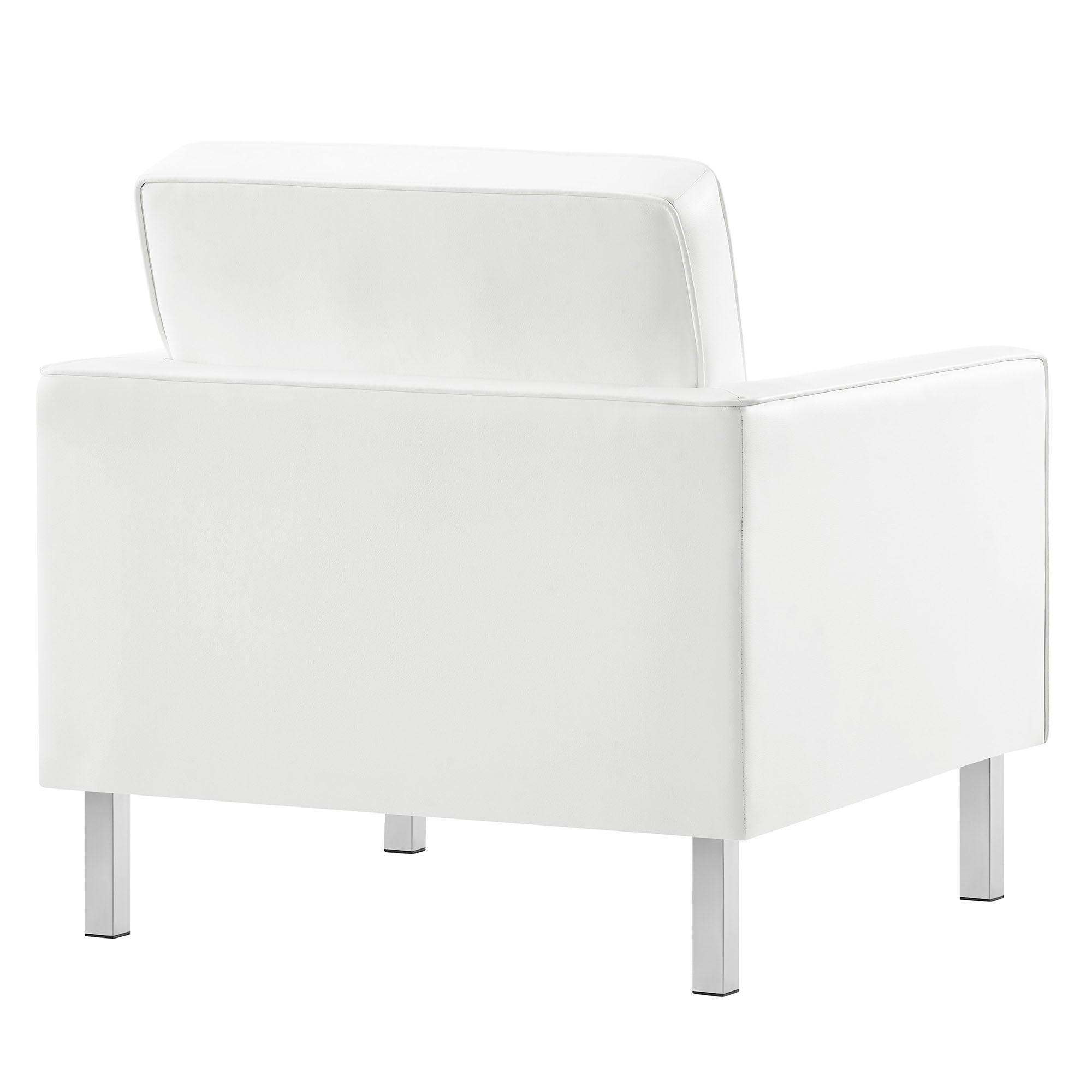 Loft Tufted Vegan Leather Armchair, Silver White