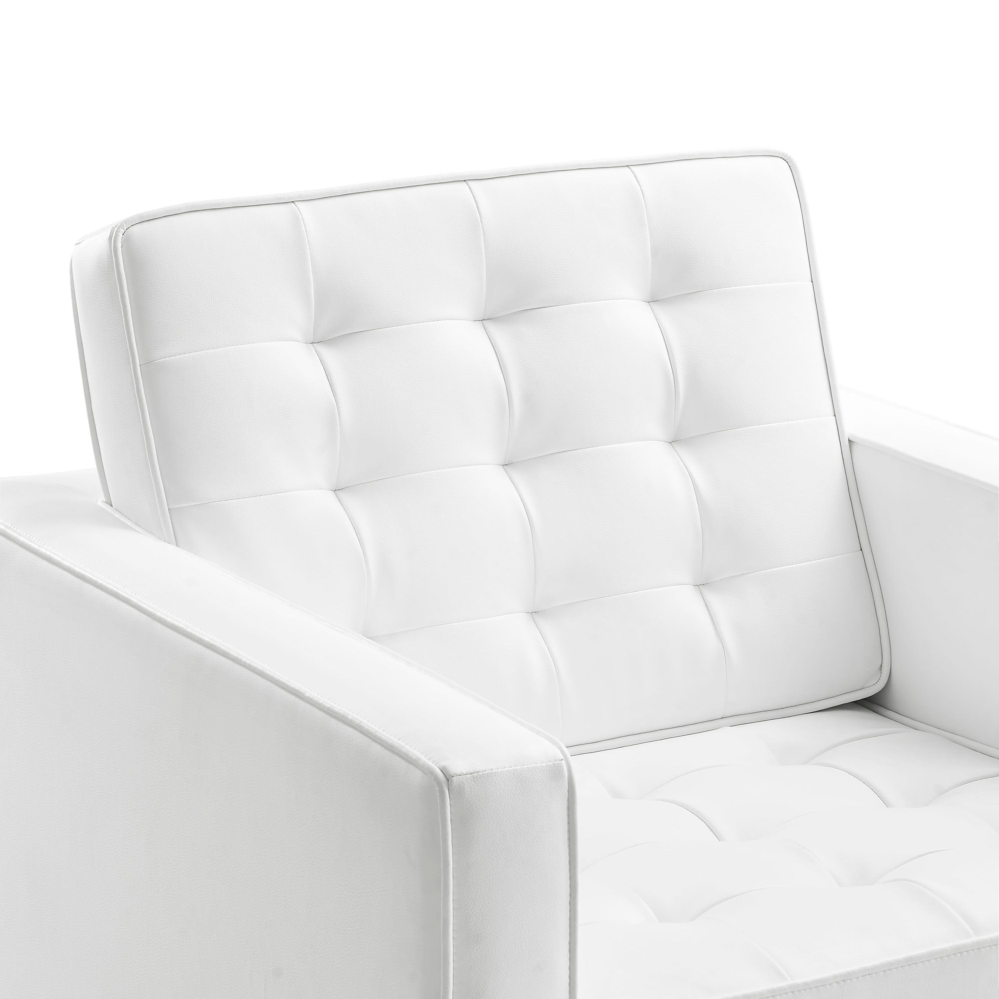 Loft Tufted Vegan Leather Armchair, Silver White