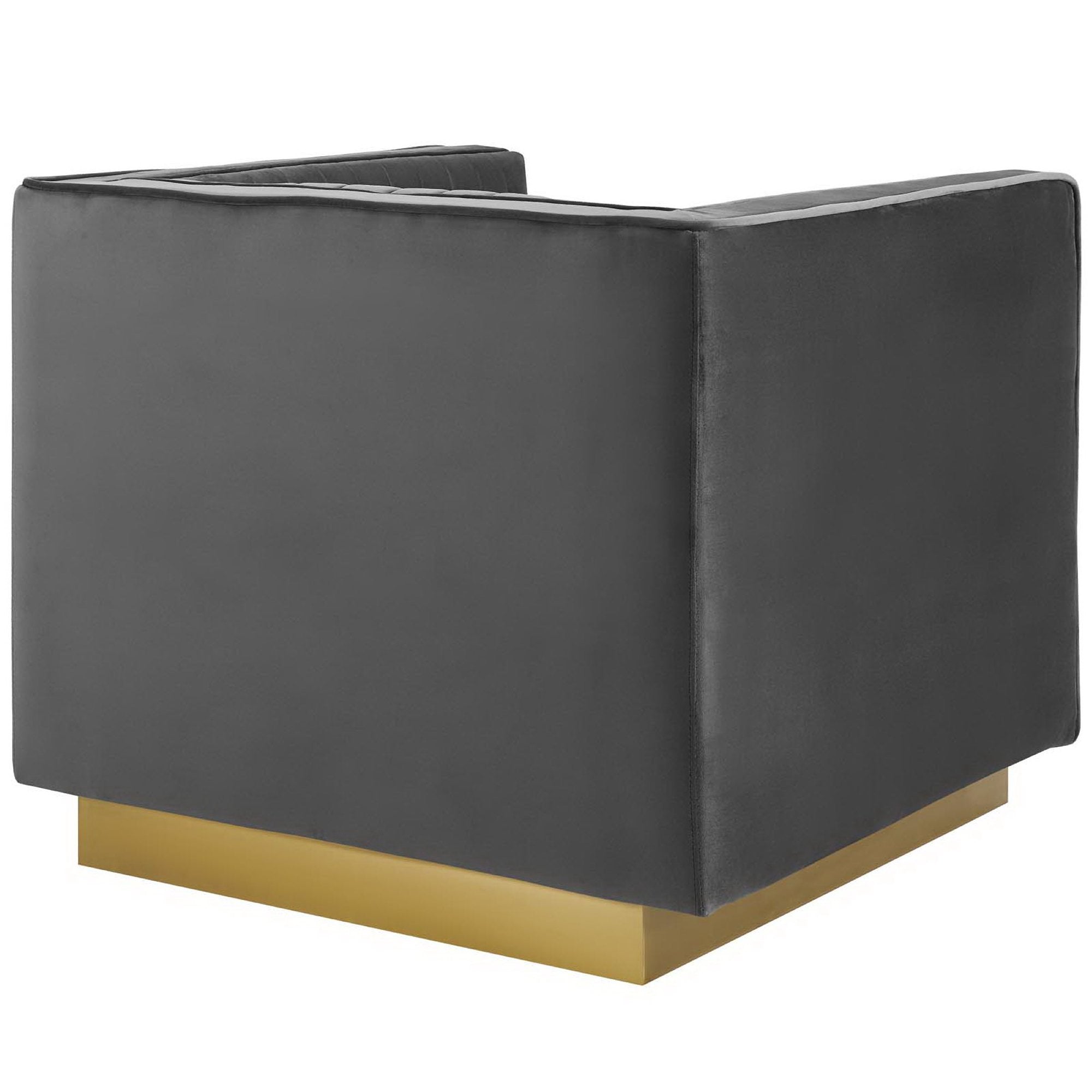 Sanguine Vertical Channel Tufted Accent Performance Velvet Armchair, Gray