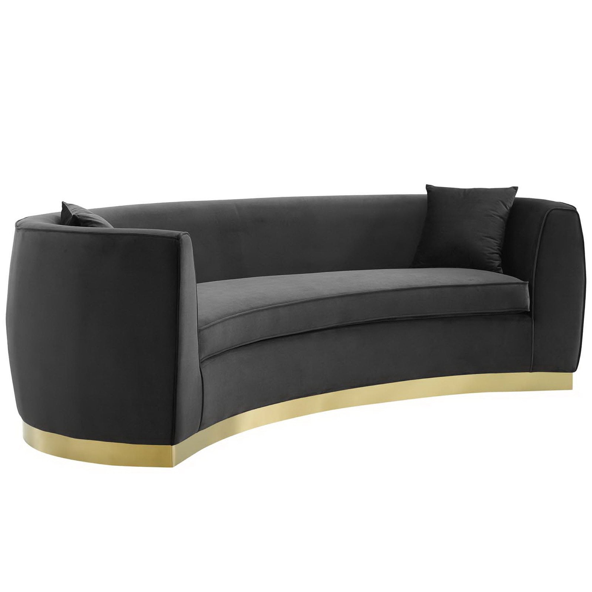 Resolute Curved Performance Velvet Sofa, Black