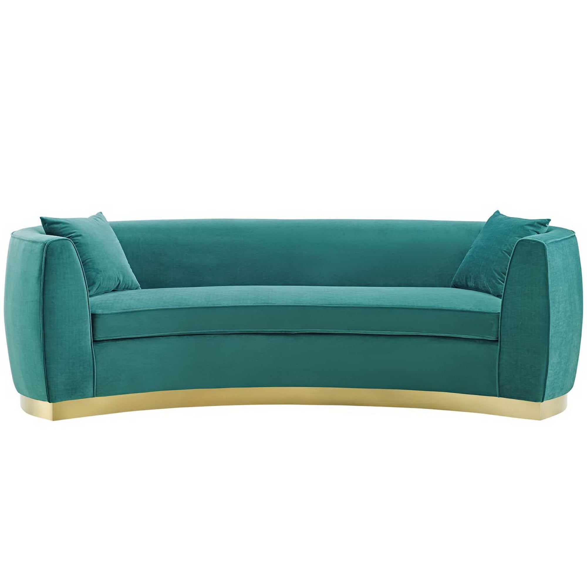 Resolute Curved Performance Velvet Sofa, Teal
